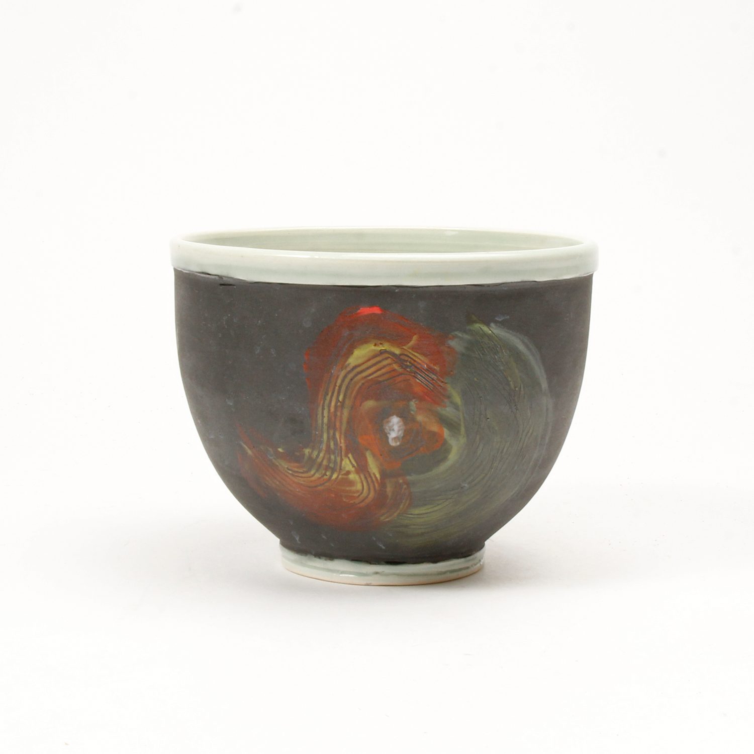Arlene Kushnir: Celadon/Black Painted Bowl Product Image 1 of 2