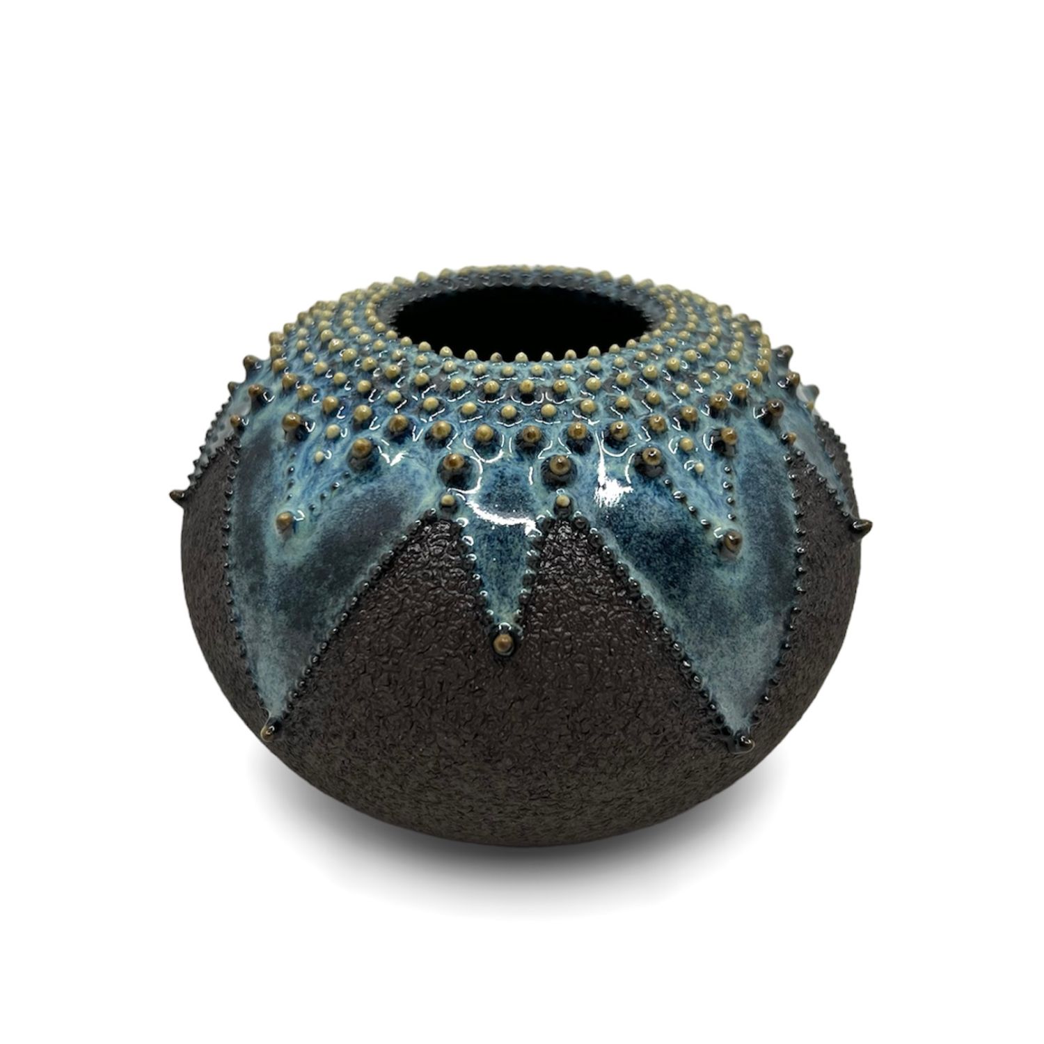 Zara Gardner: Black & Turquoise Urchin Sculpture Product Image 1 of 2