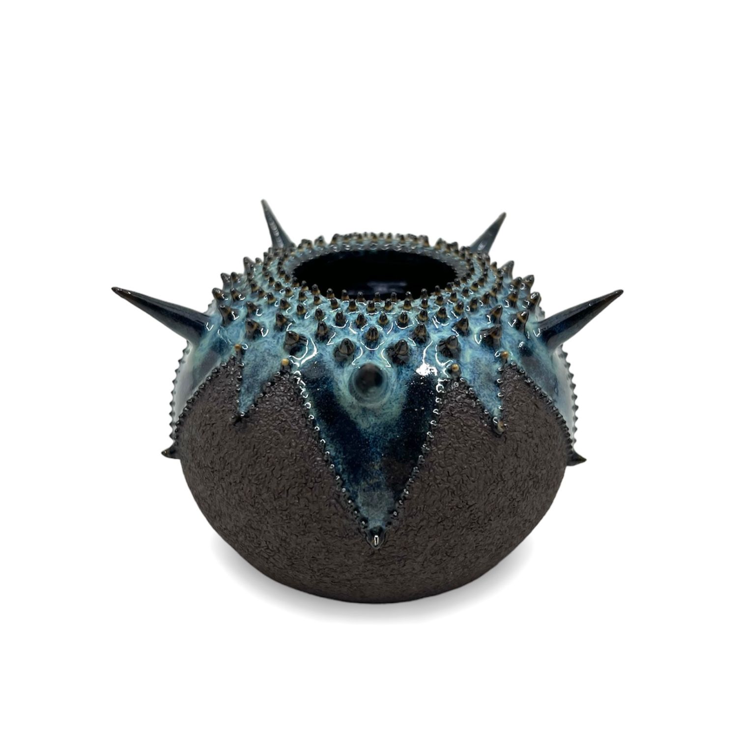 Zara Gardner: Black & Turquoise Urchin Sculpture with Spikes Product Image 1 of 4