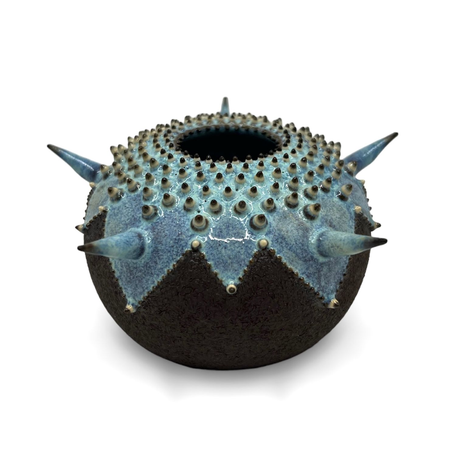 Zara Gardner: Black & Turquoise Urchin Sculpture with Spikes Product Image 3 of 4