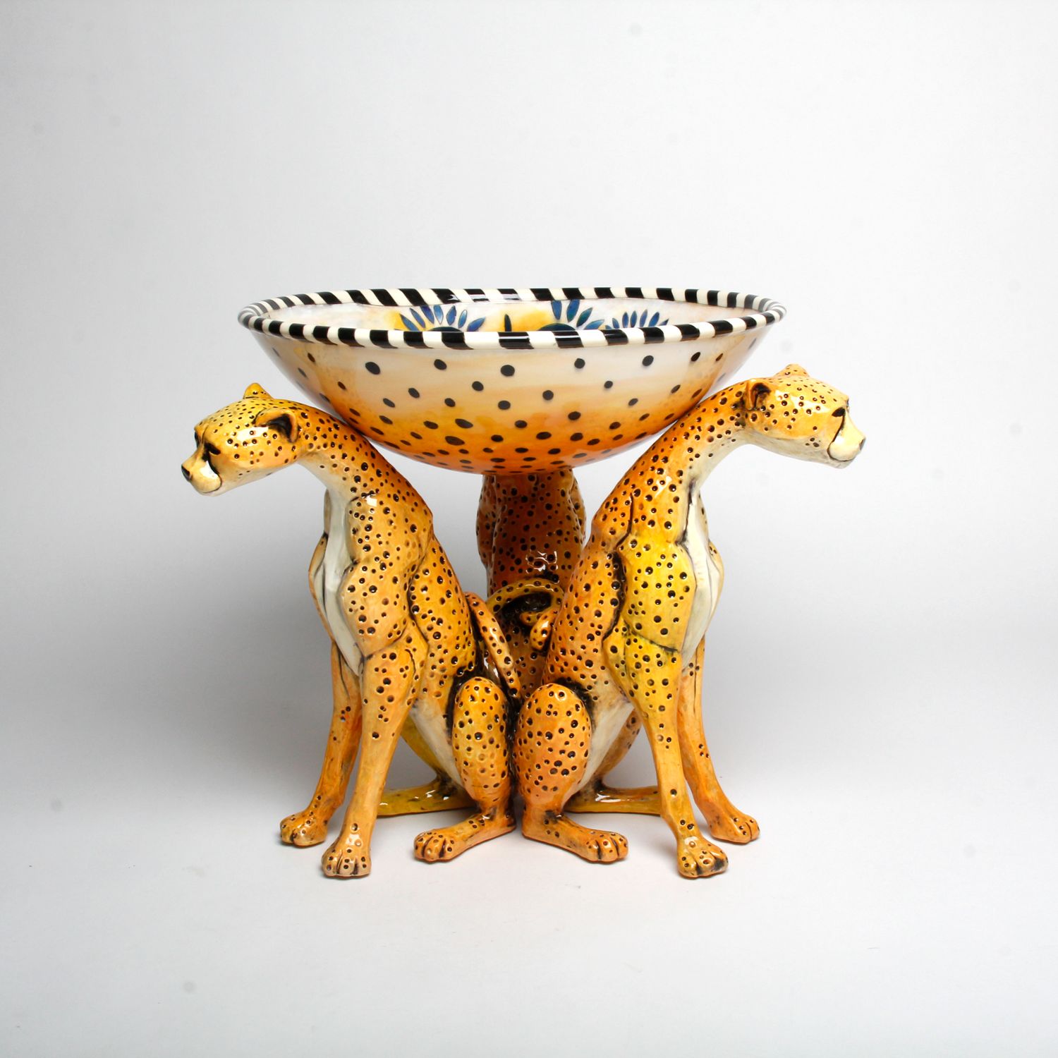 DaNisha Sculpture: Triple Cheetah Bowl Product Image 1 of 7