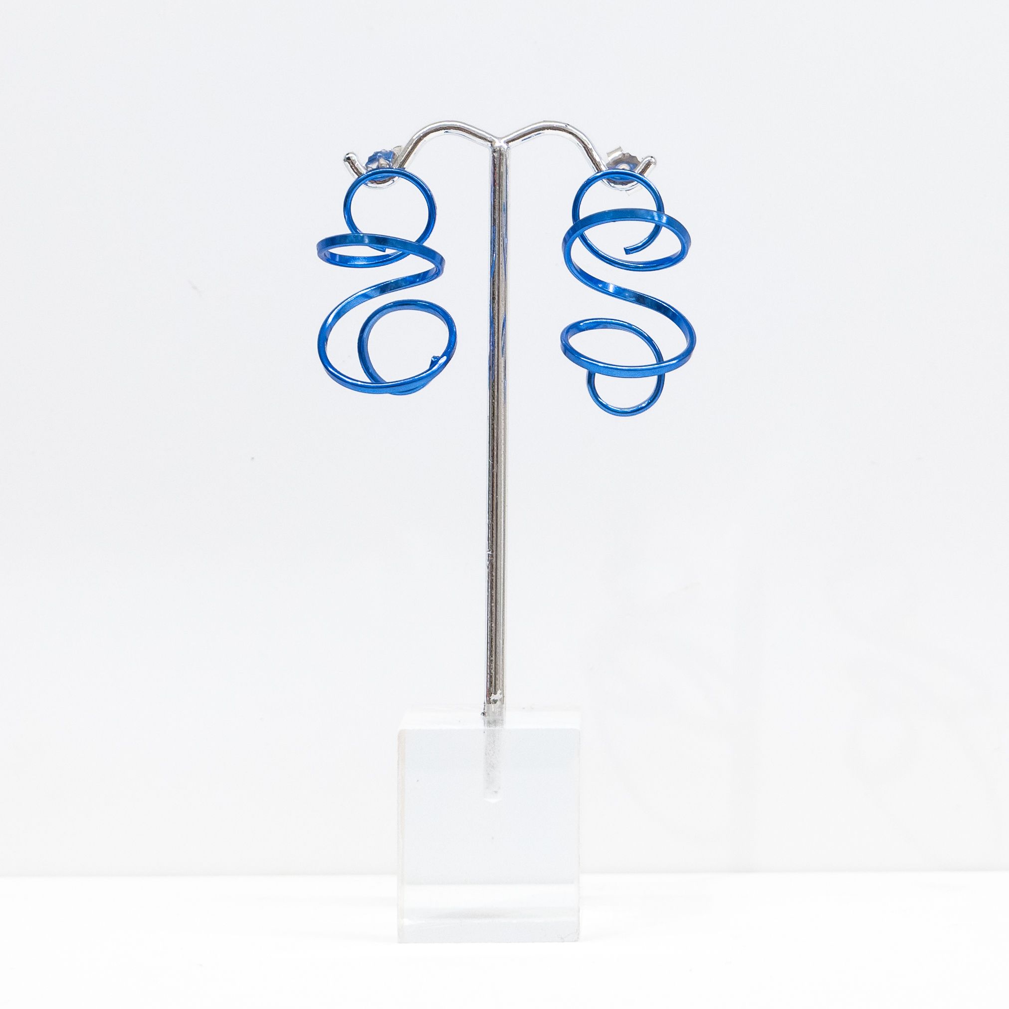 Eunice Lin Designs: Medium Spiral Earrings in Blue Product Image 1 of 3