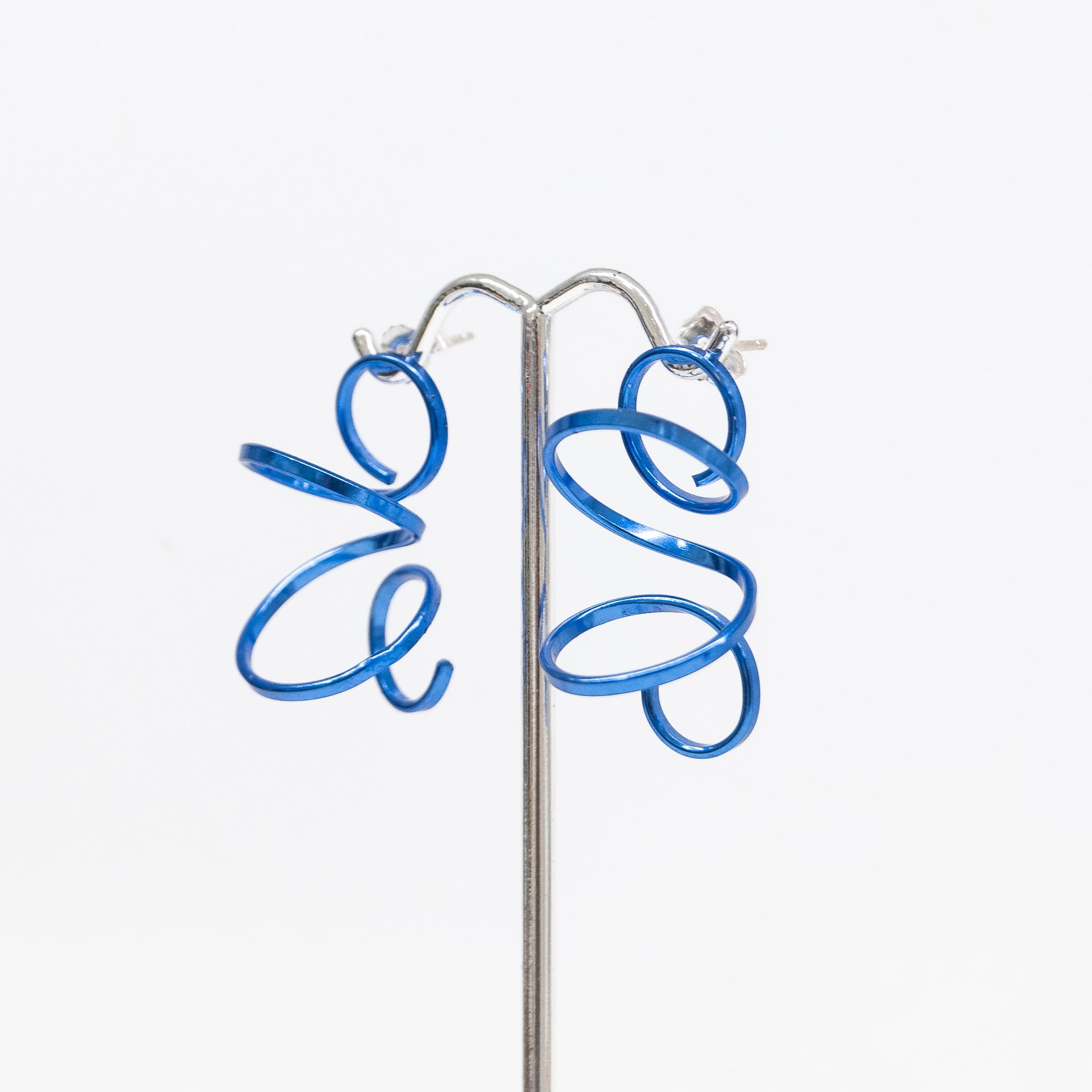 Eunice Lin Designs: Medium Spiral Earrings in Blue Product Image 2 of 3