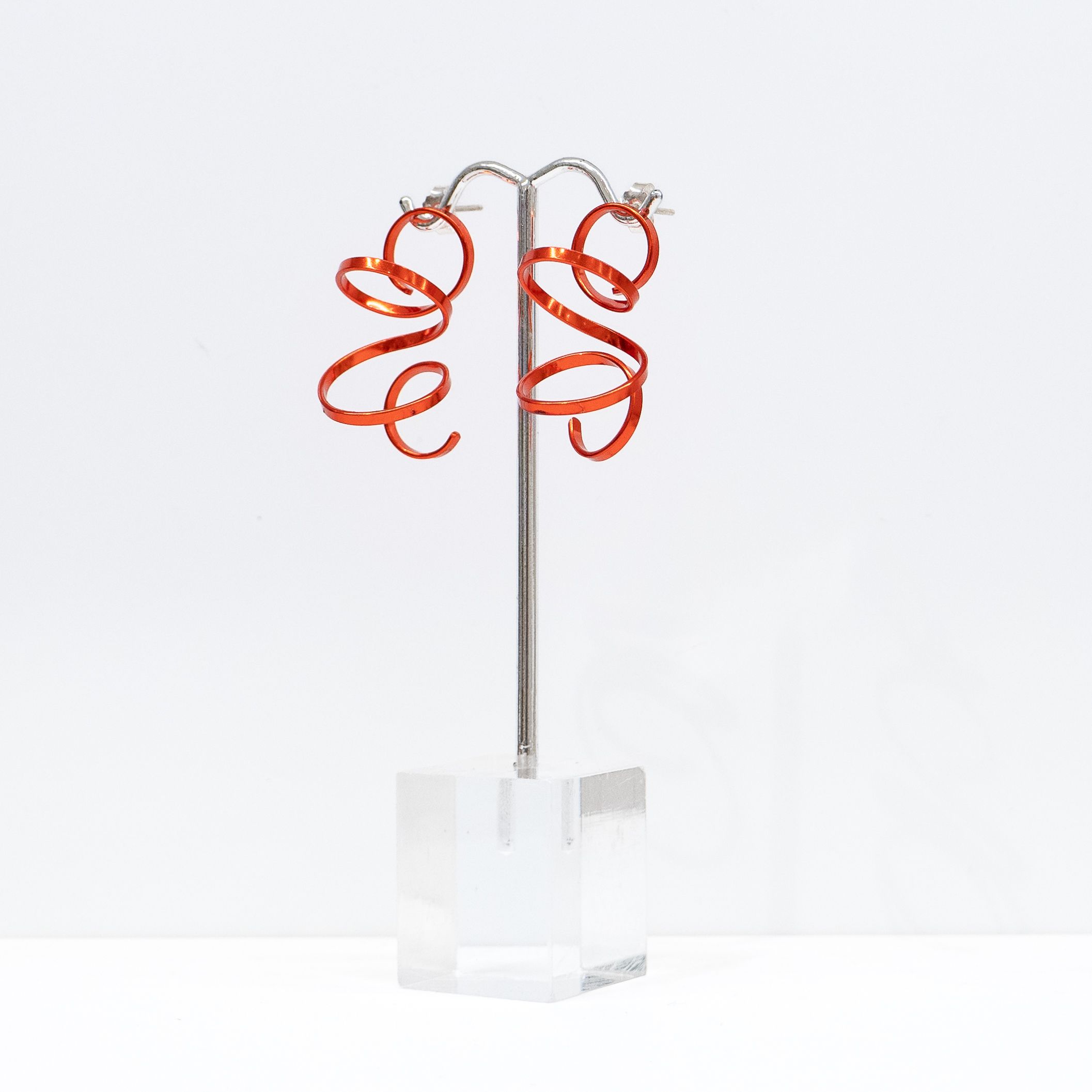 Eunice Lin Designs: Medium Spiral Earrings in Red Product Image 2 of 3