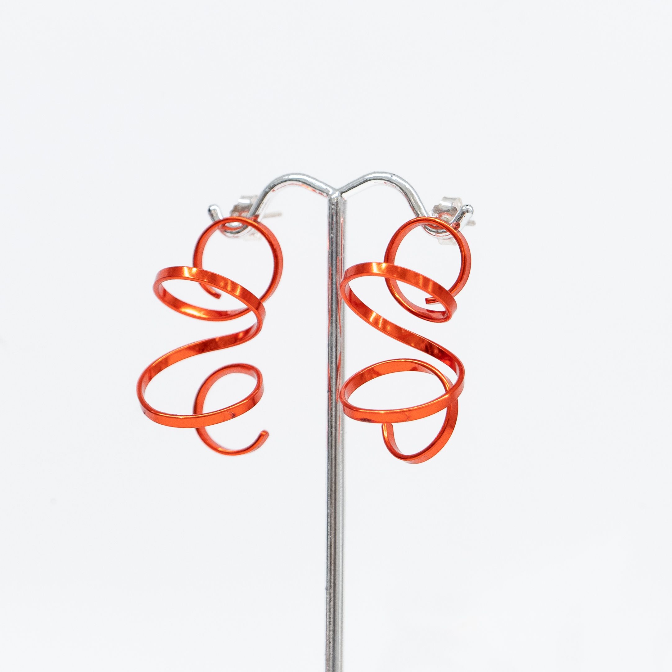 Eunice Lin Designs: Medium Spiral Earrings in Red Product Image 3 of 3