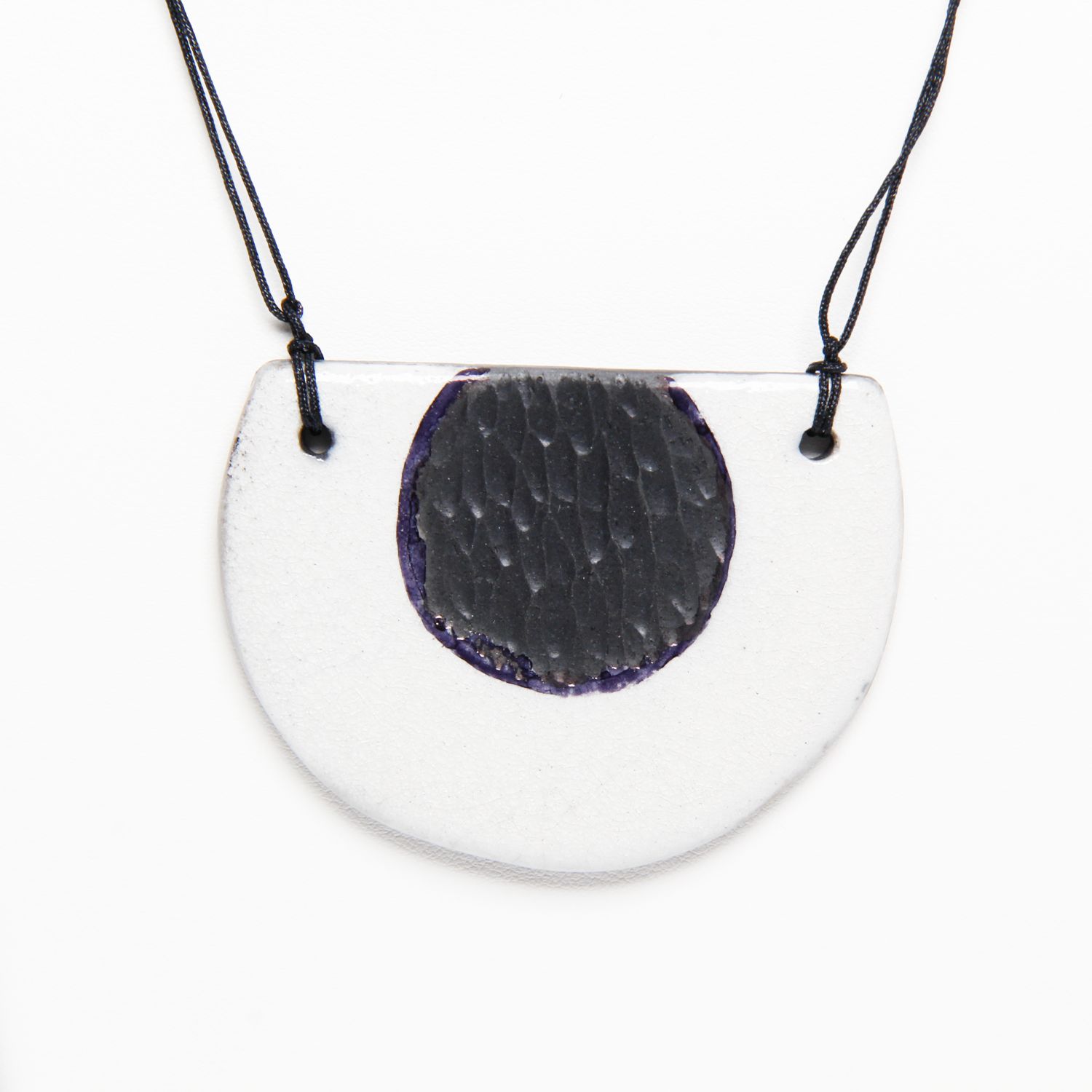 Jacquie Blondin: Half-Moon with Semi-Circle in White Crackle and Carbon Black Product Image 2 of 2