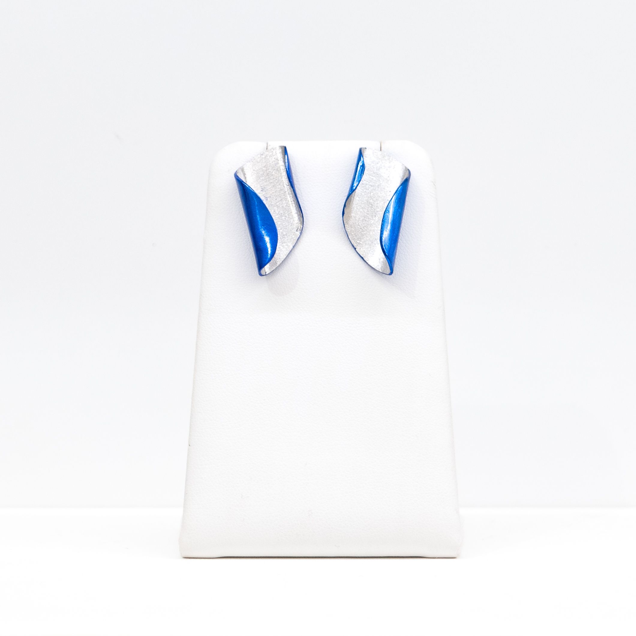Eunice Lin Designs: Blue & Silver Double Fold Earrings Product Image 1 of 2