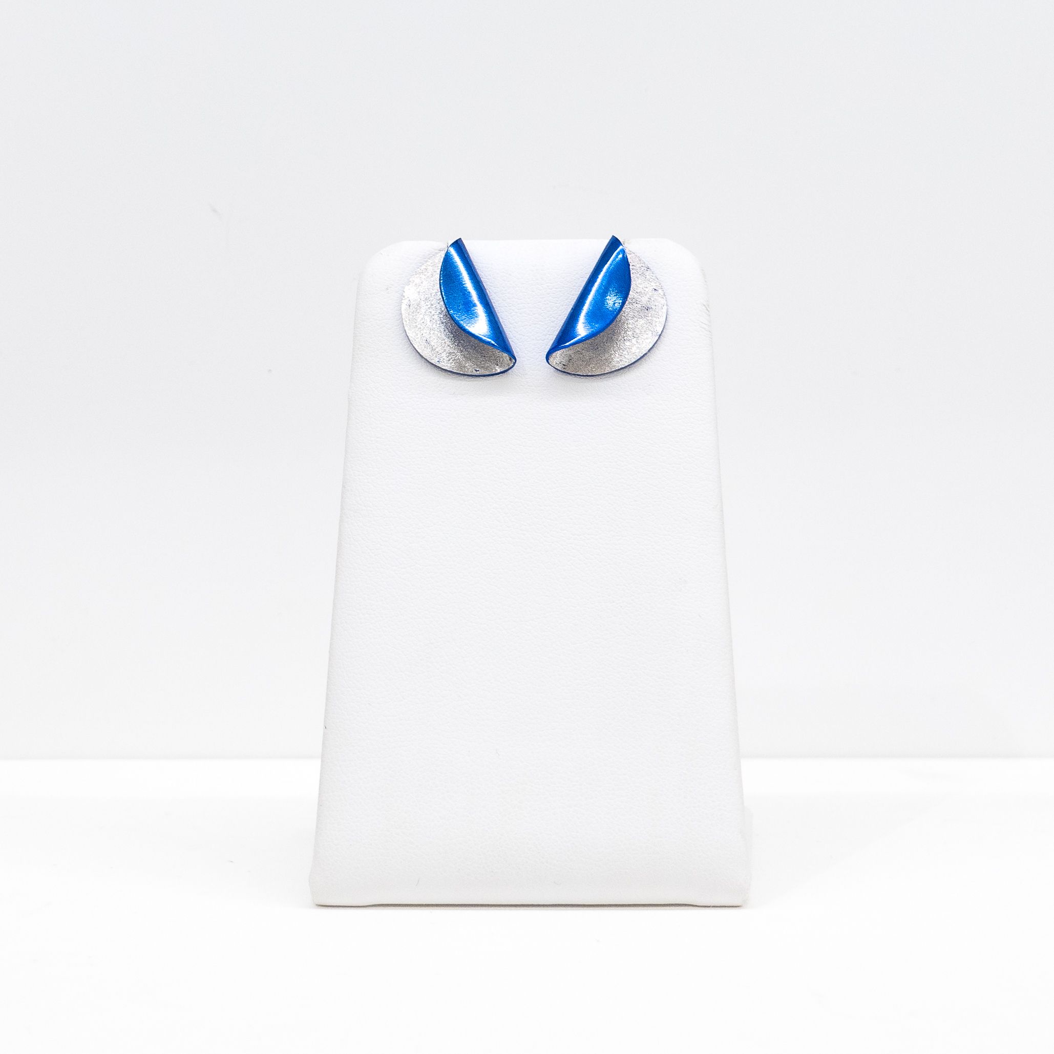 Eunice Lin Designs: Blue and Silver Half Circle Earrings Product Image 2 of 3