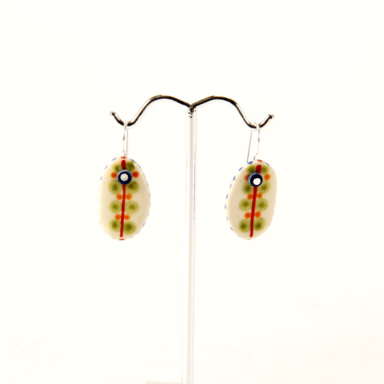 Here and Here: Green Dotted Ceramic Disc Earrings Product Image 1 of 4