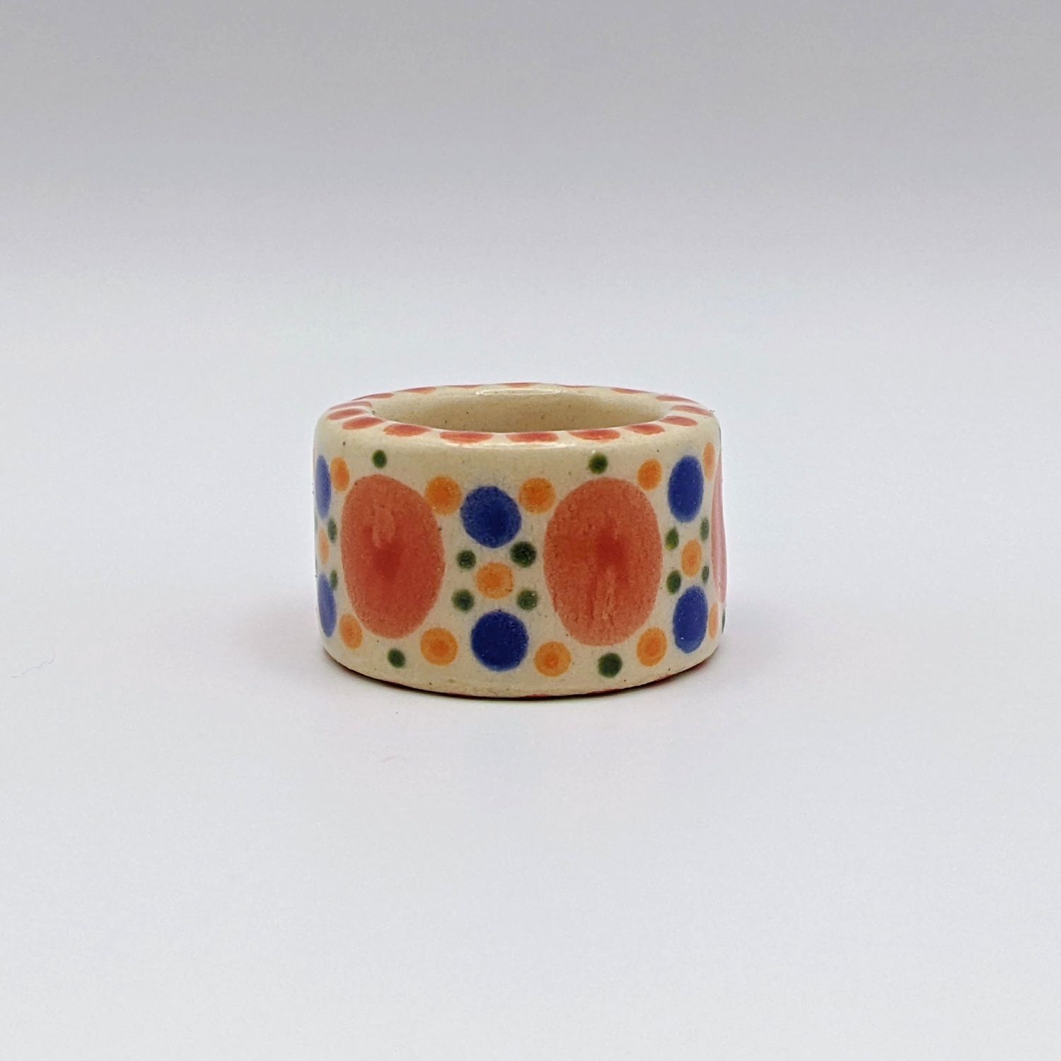 Here and Here: Blue and Orange Dot Ceramic Ring – Medium Product Image 1 of 2