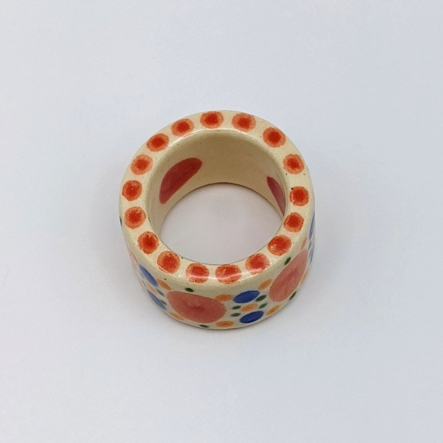 Here and Here: Blue and Orange Dot Ceramic Ring – Medium Product Image 2 of 2