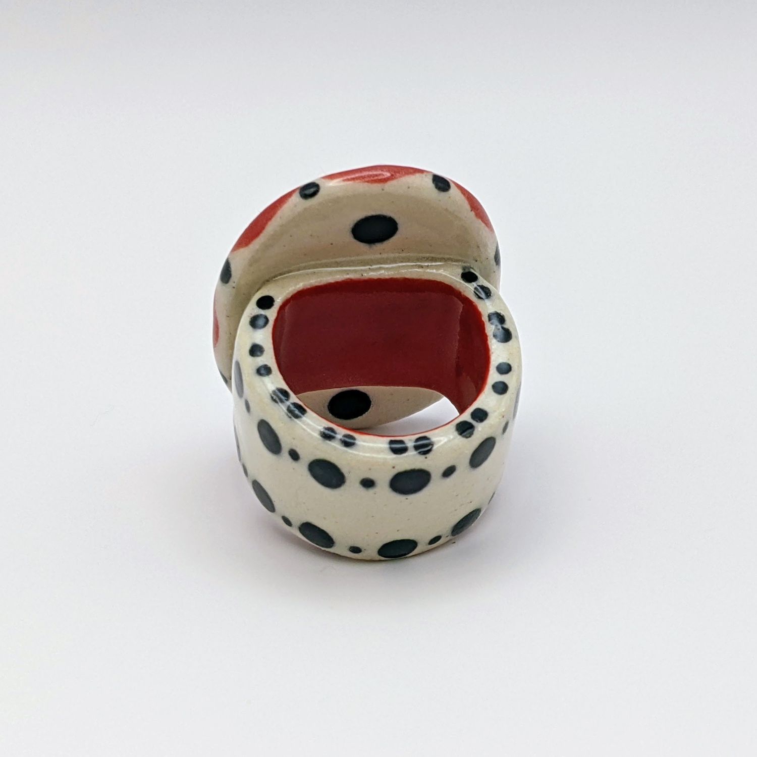 Here and Here: Red and Black Dot Ceramic Ring – Small Product Image 2 of 2