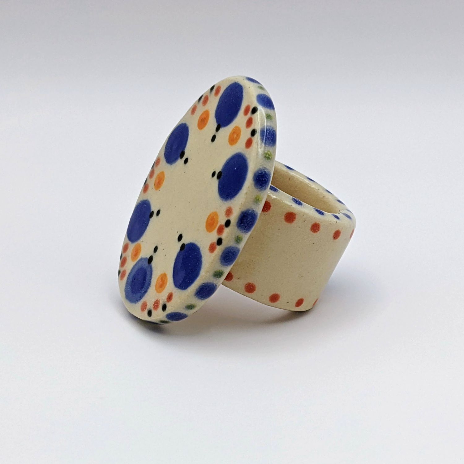 Here and Here: Blue Dot Ceramic Ring – Medium Product Image 1 of 2