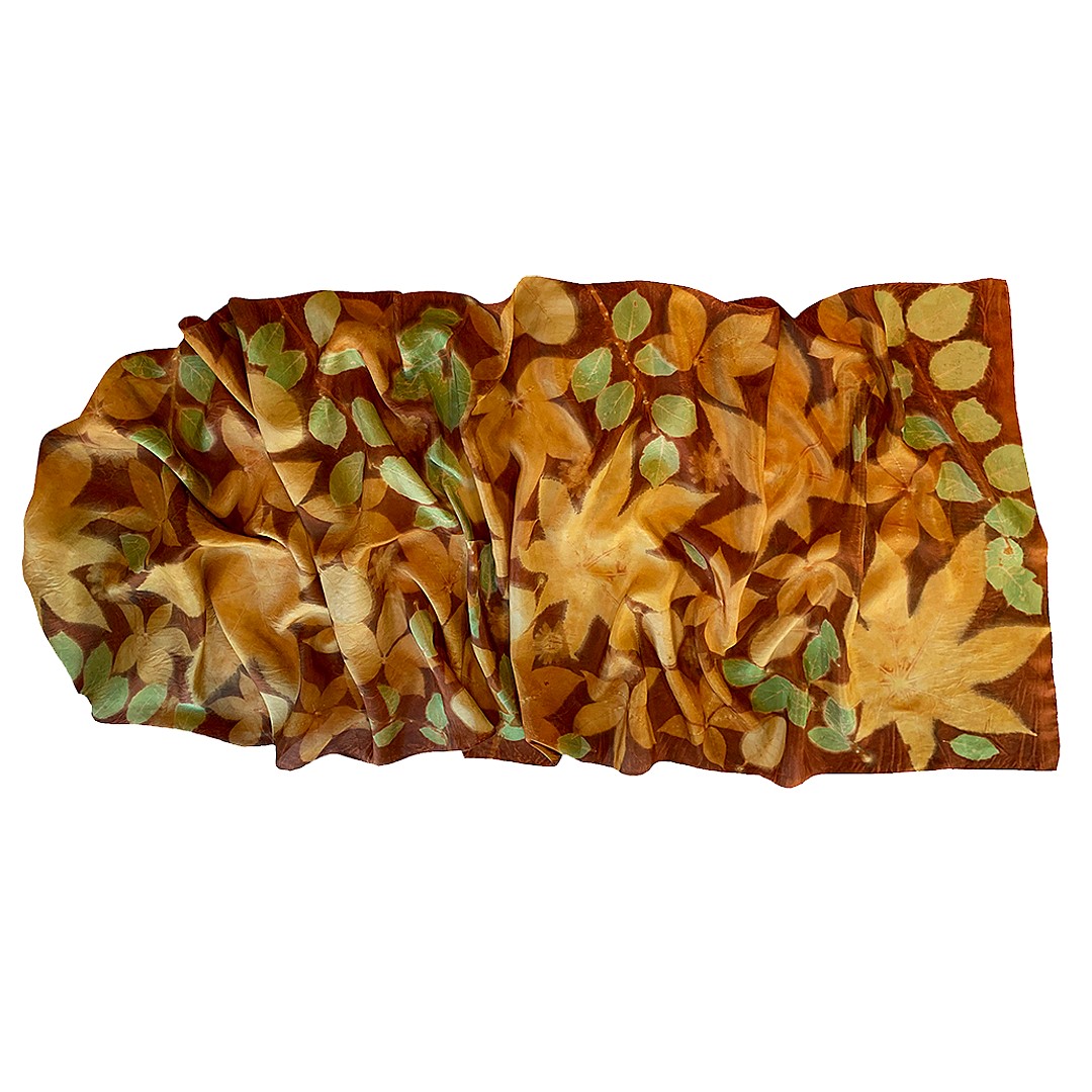 Marta Mouka: Silk Scarf in Marigold/Brazilwood Product Image 3 of 3