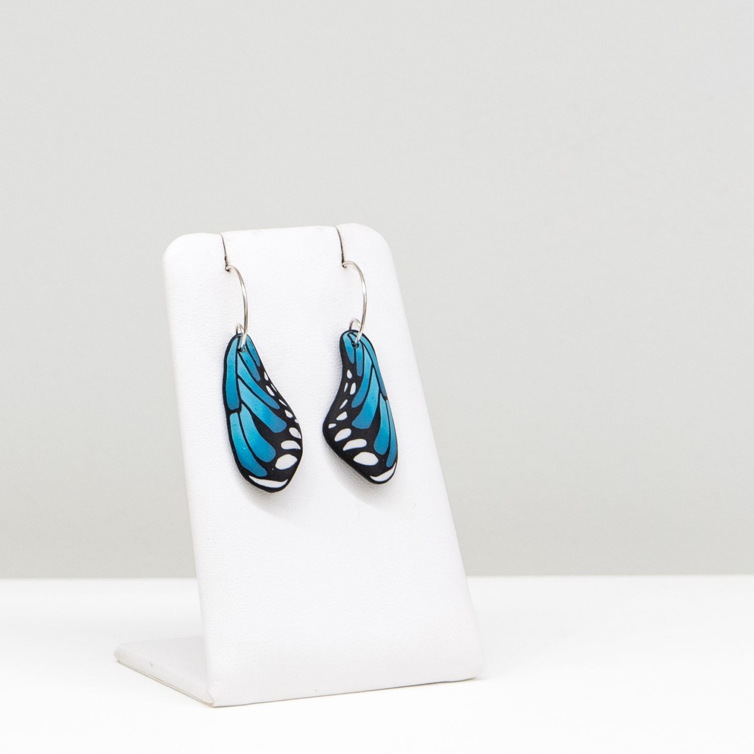 Wanda Shum: Small Aqua Butterfly Wing Earrings Product Image 2 of 2