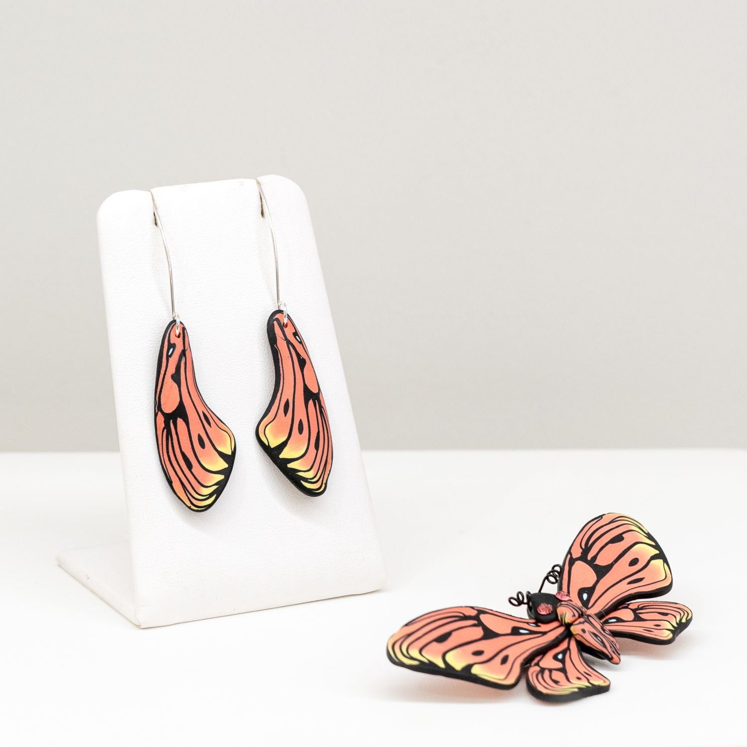 Wanda Shum: Coral Butterfly Wing Earrings Product Image 1 of 1
