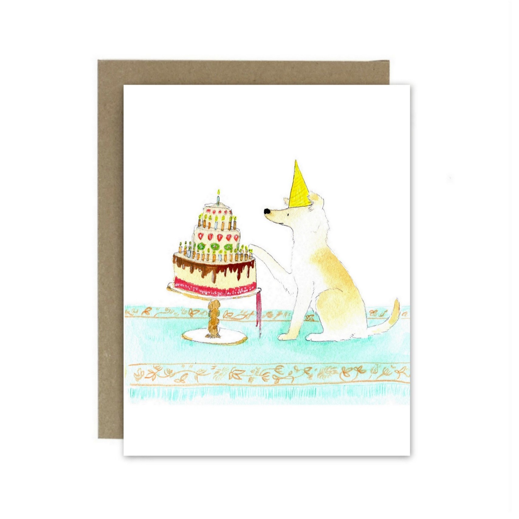 Chloe & Helen Art: Dog With A Birthday Cake Product Image 1 of 1