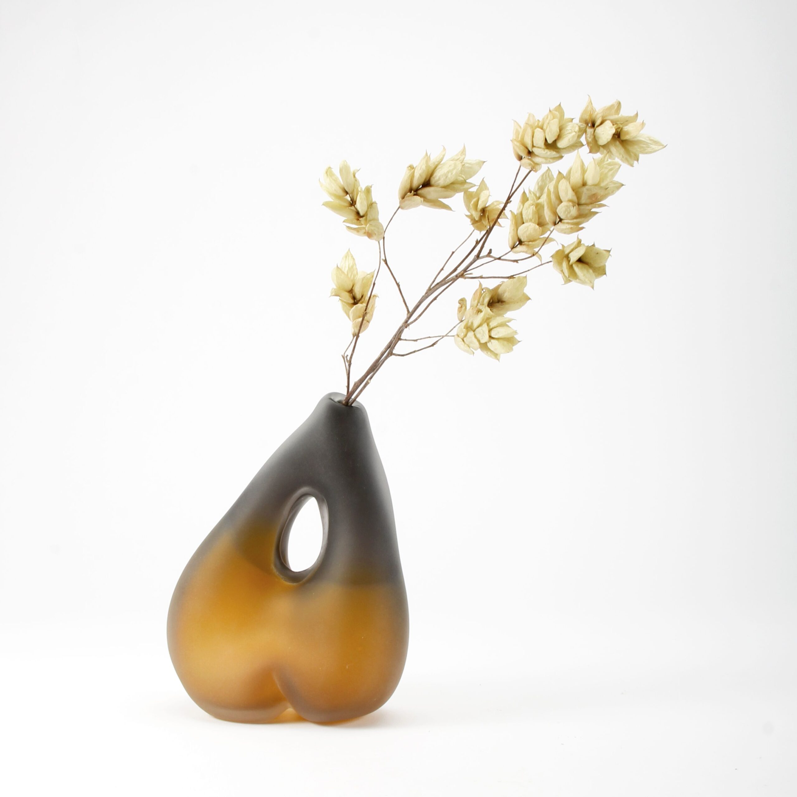 Nadira Narine: droplet vase- heart shape, brown and black Product Image 2 of 3