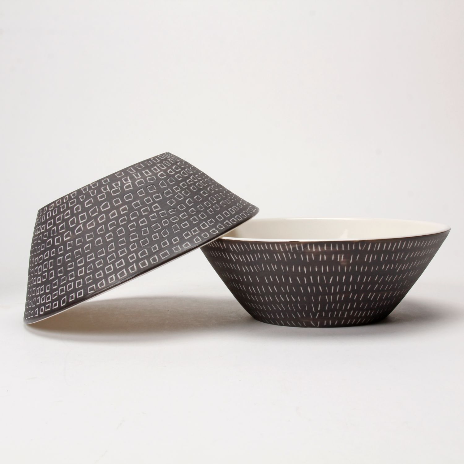 Cuir Ceramics: Black and White Bowl Product Image 5 of 5