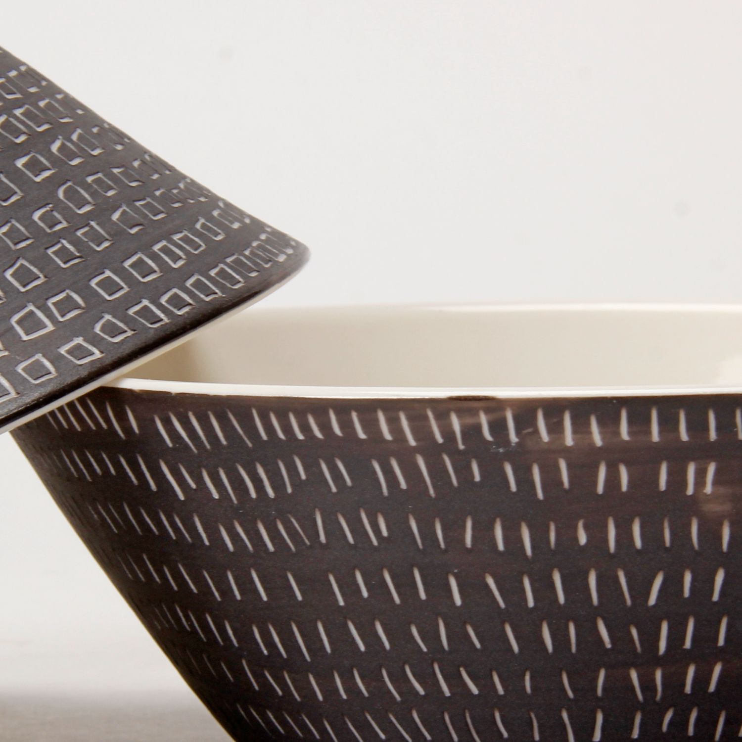 Cuir Ceramics: Black and White Bowl Product Image 4 of 5