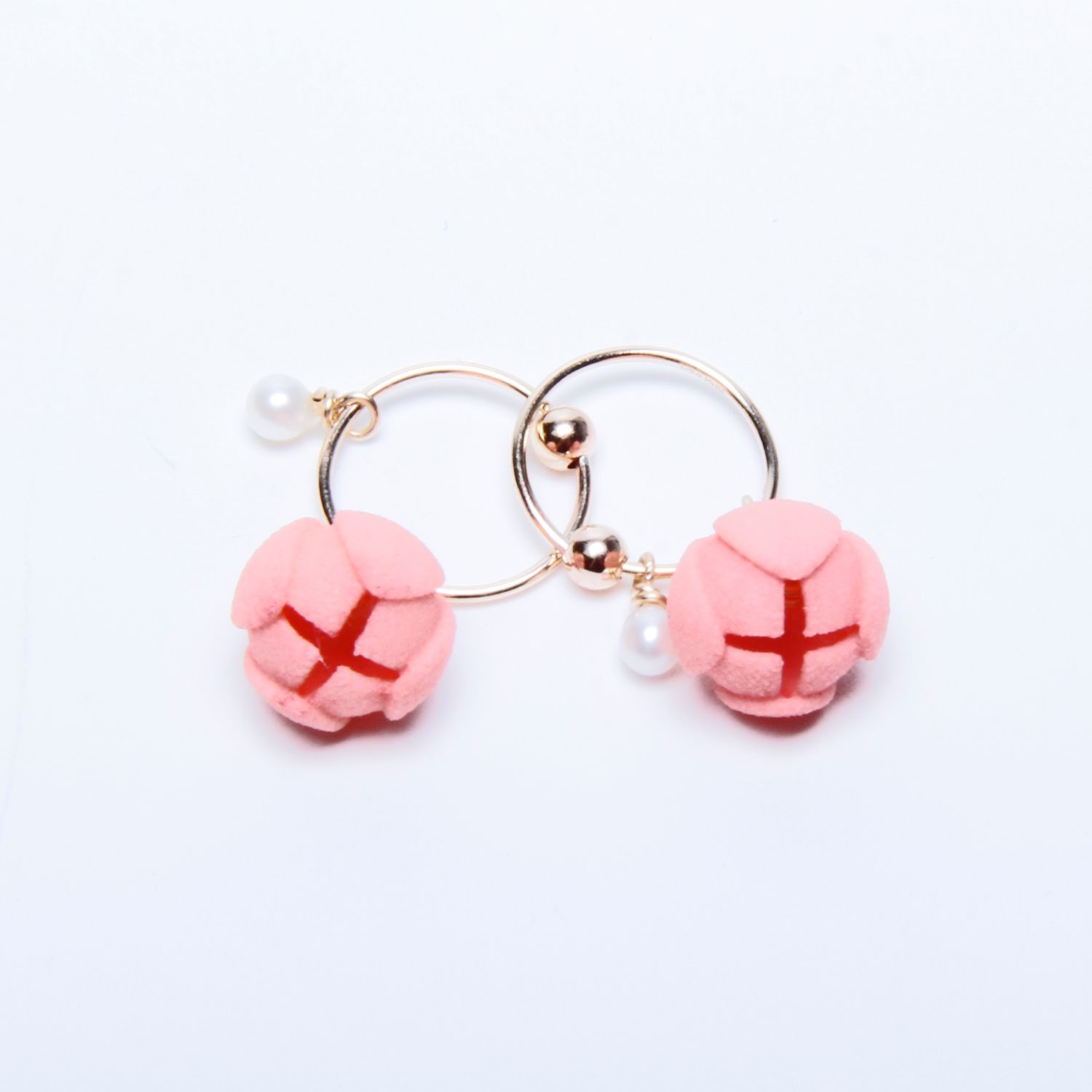 Temino Jewellery: Small Bud Earrings in Pink Product Image 2 of 2