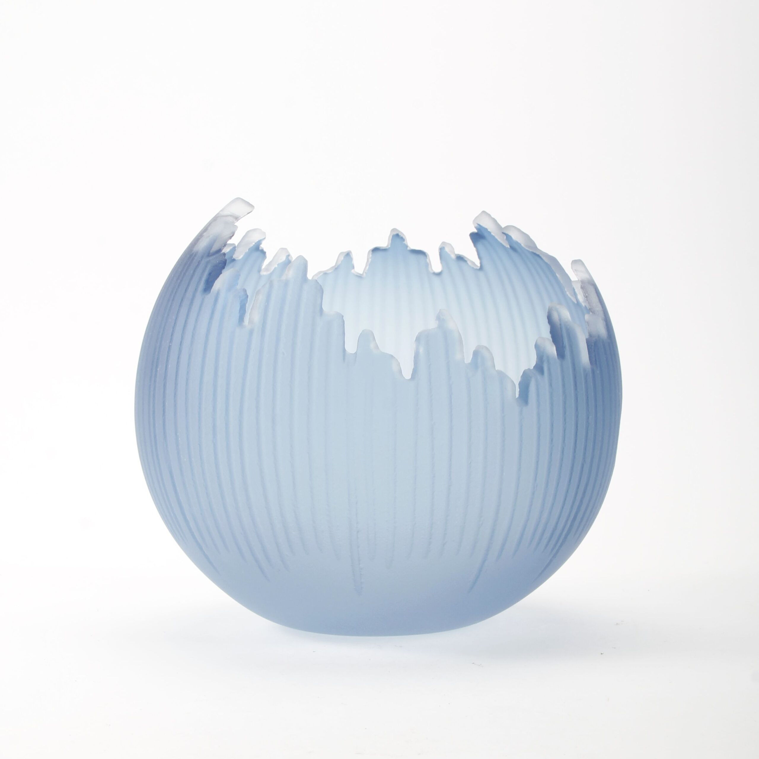 Courtney Downman: Steel Blue Carved Glass Orb Product Image 1 of 2