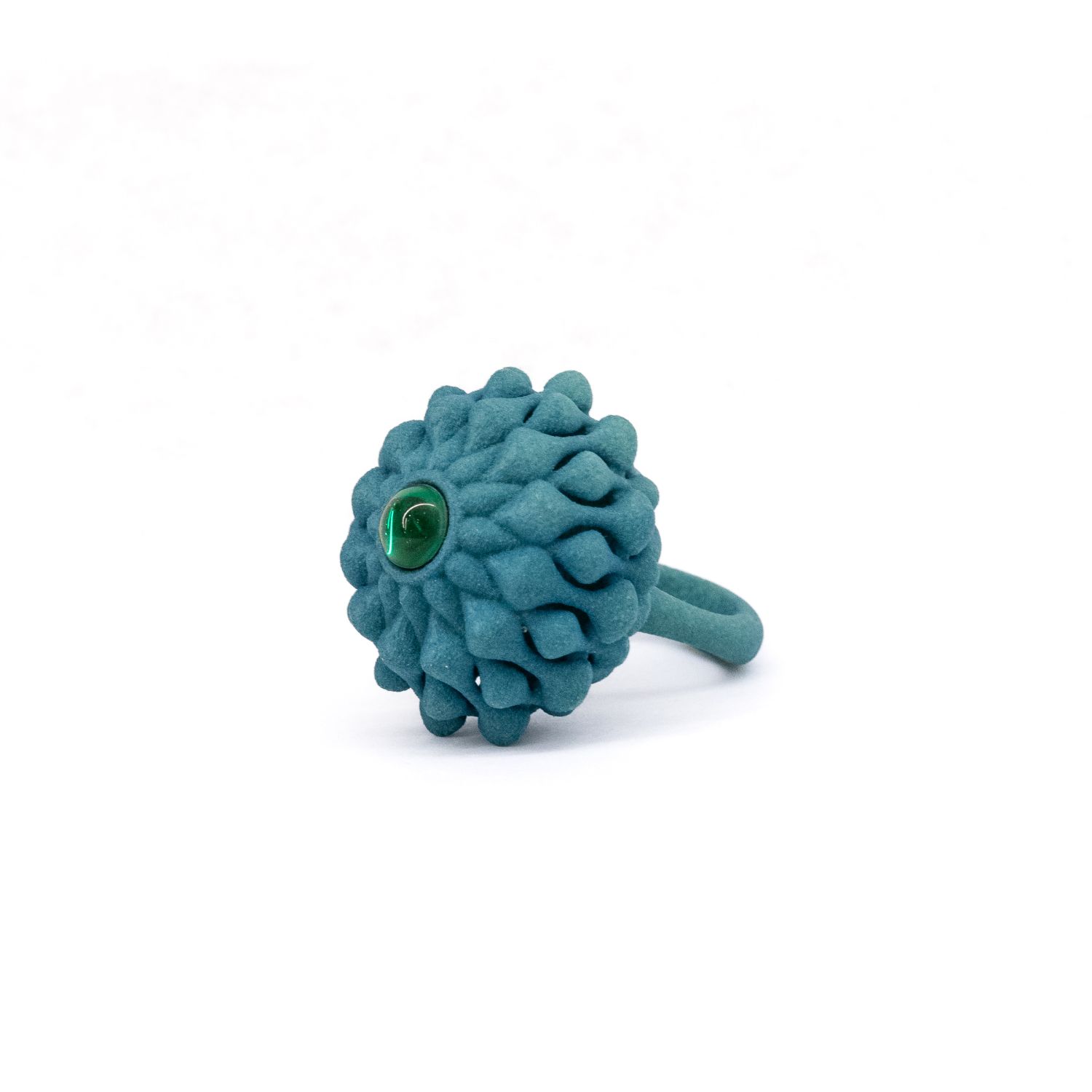 Kormar Jewellery: Blue-Green Ring with Green Glass Product Image 1 of 2