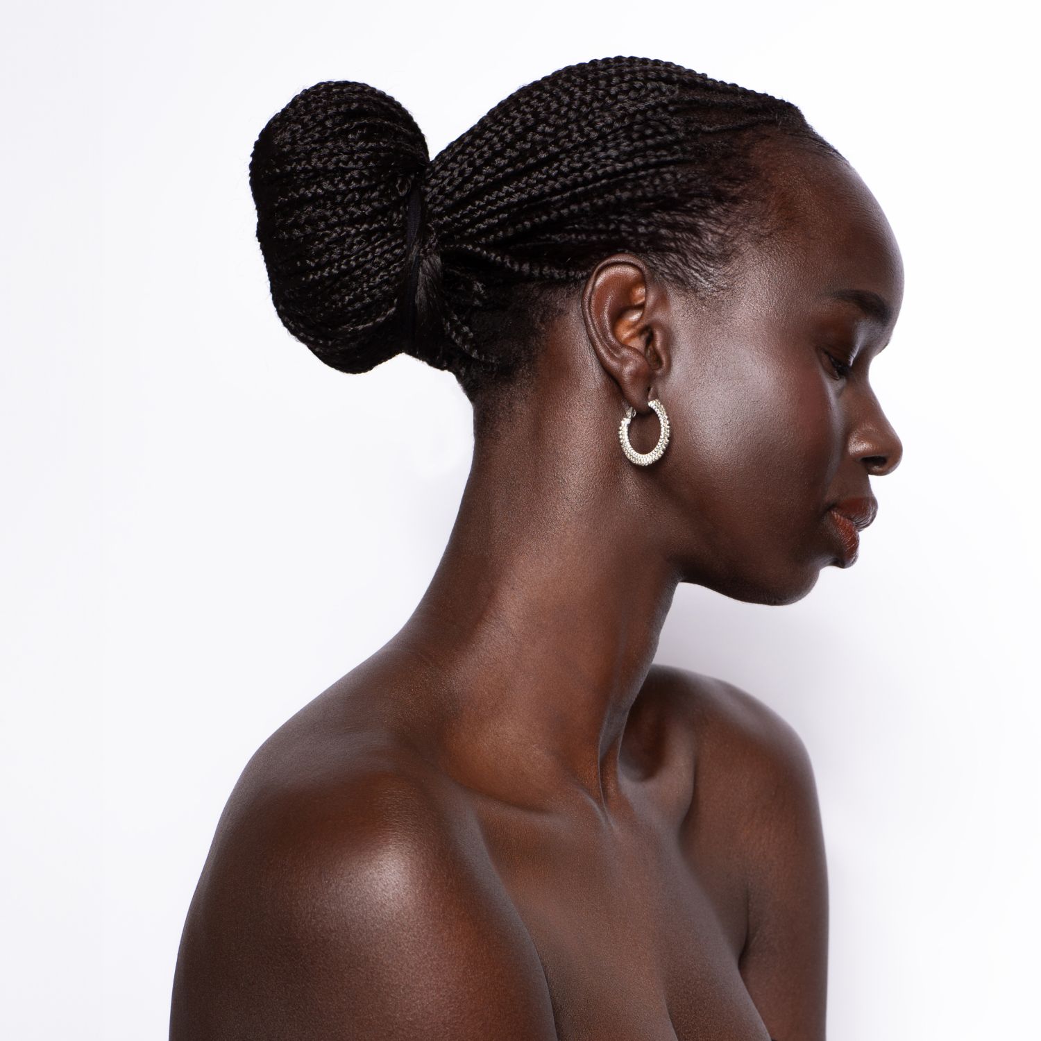 Lesley Hampton: Small Beaded Hoop Earrings – Silver Product Image 1 of 5