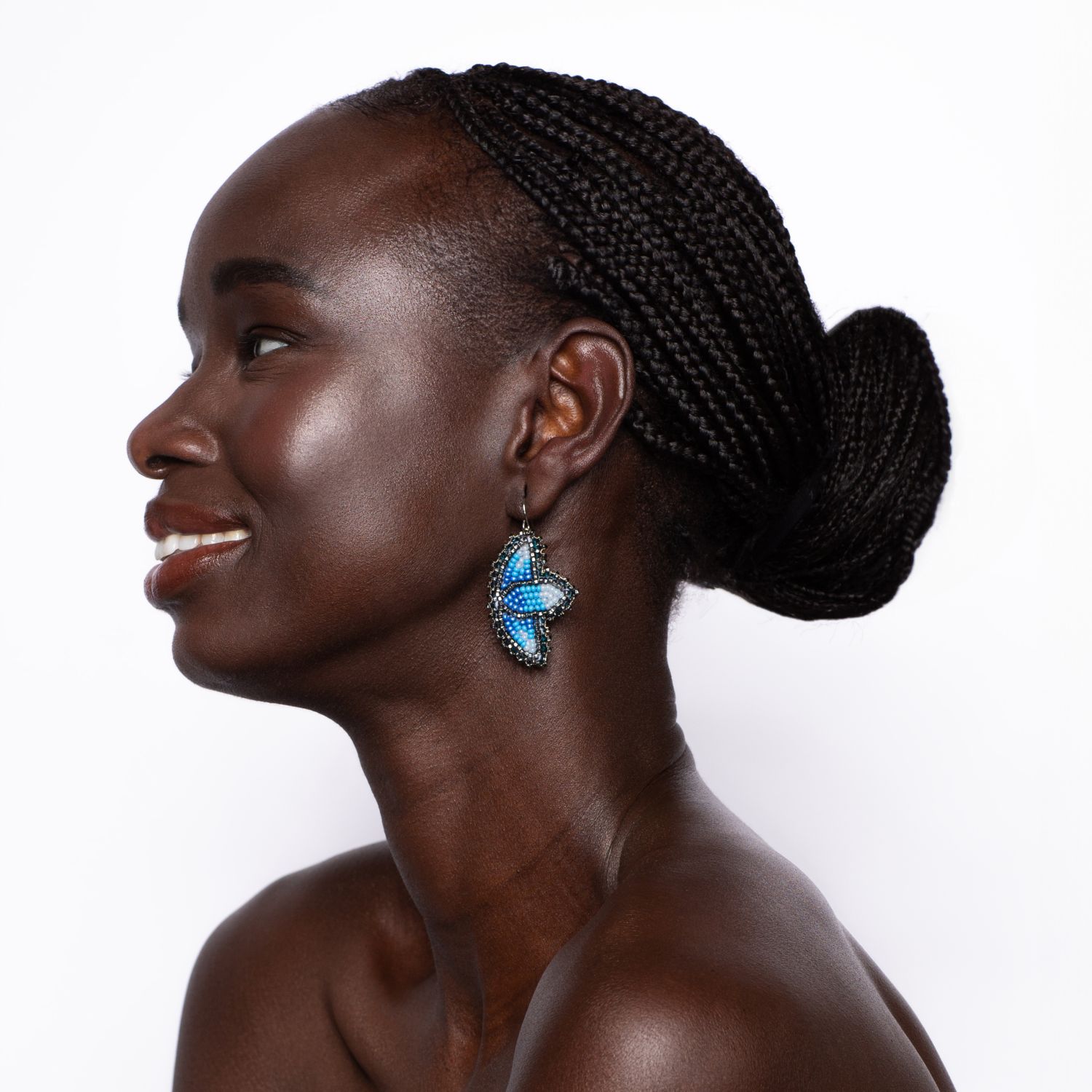 Lesley Hampton: Petal Beaded Earrings – Blue Product Image 1 of 2