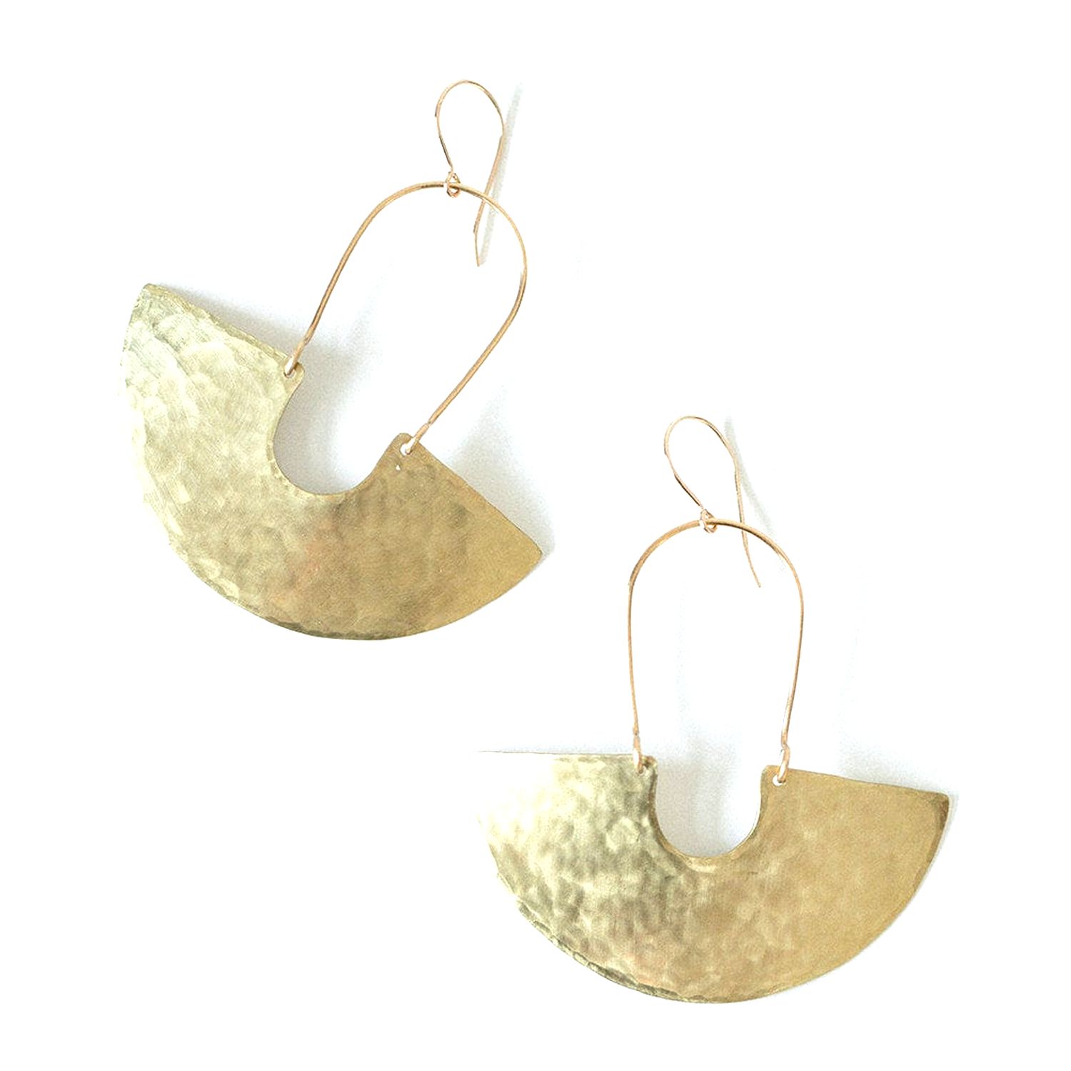 Enarmoured: Brass Goddess Shield Textured Earrings Product Image 1 of 2