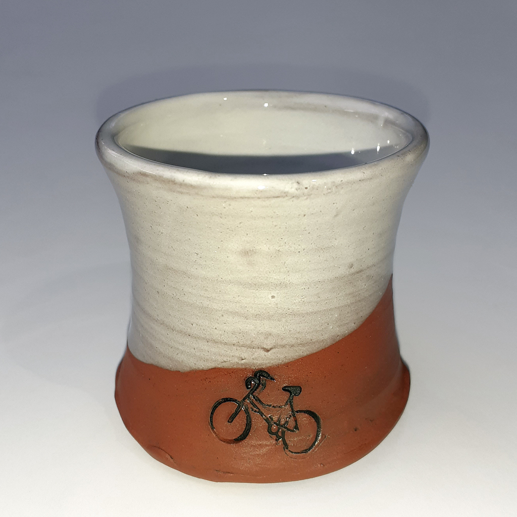 Mary McKenzie: Bicycle 2oz Shot Glass – Terracotta and White Product Image 1 of 1