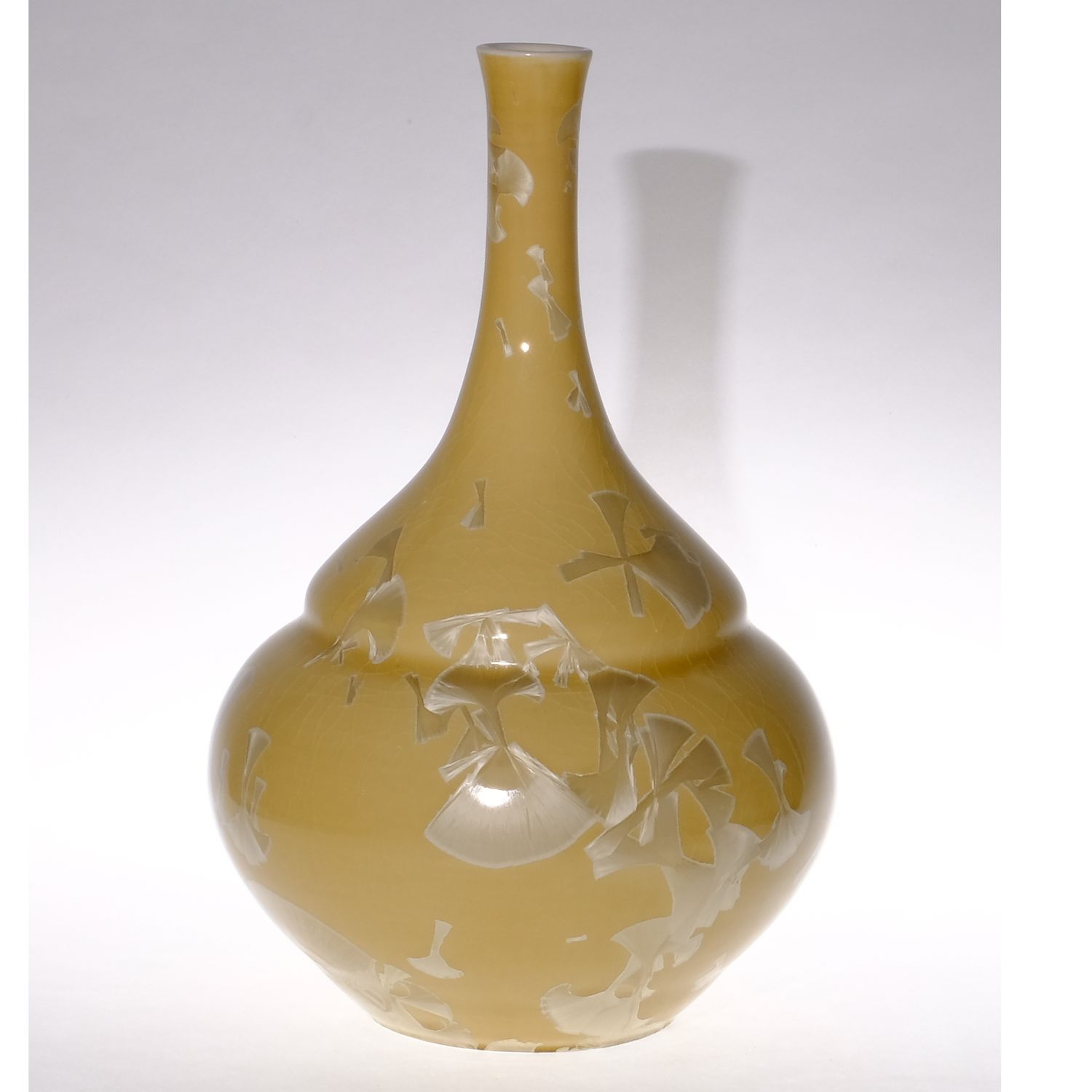 Yumiko Katsuya: Yellow on Brown Long Neck Vase Product Image 1 of 1