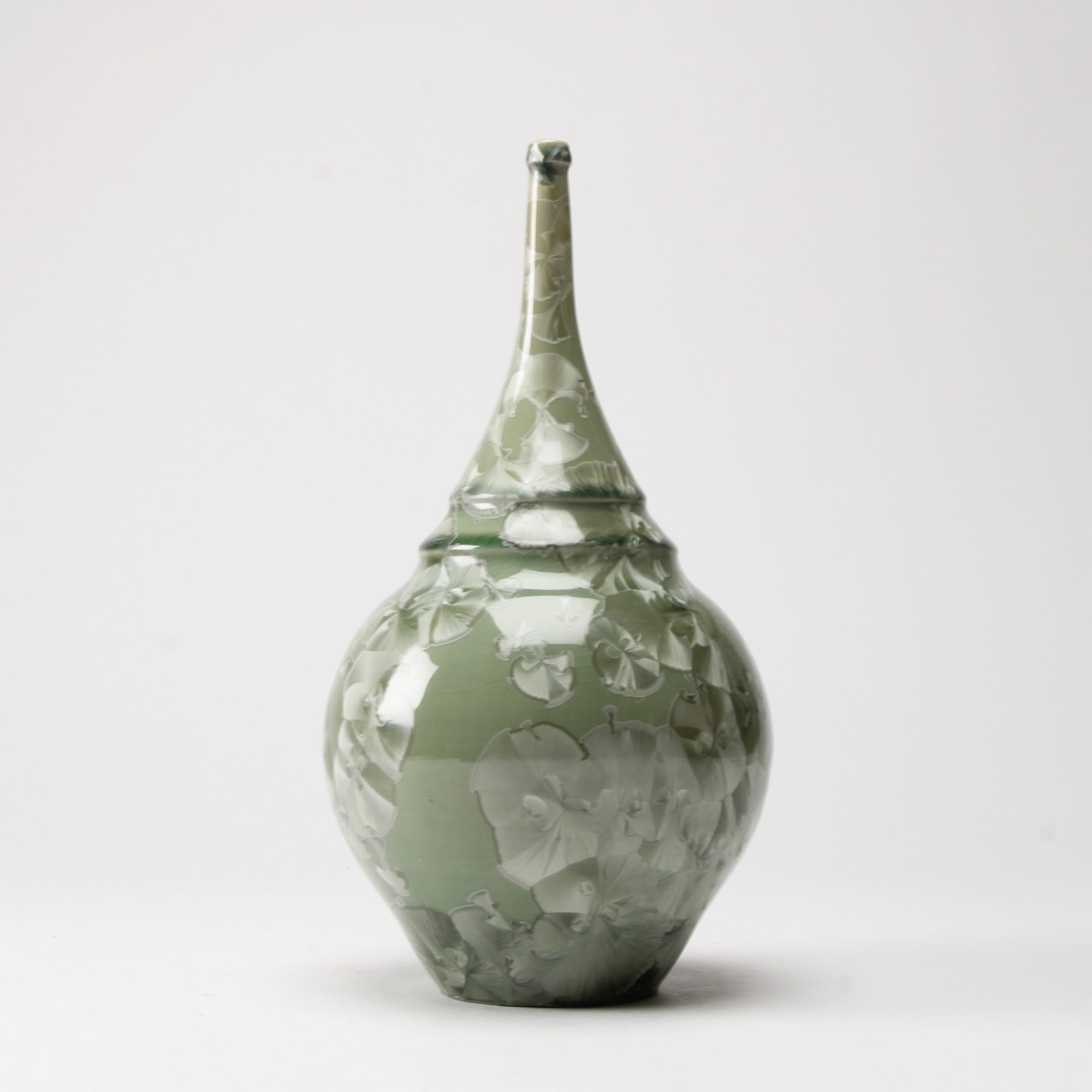 Yumiko Katsuya: Gold on Green Long Neck Vase Product Image 2 of 4