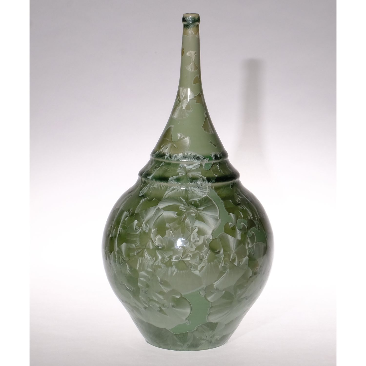 Yumiko Katsuya: Gold on Green Long Neck Vase Product Image 1 of 4