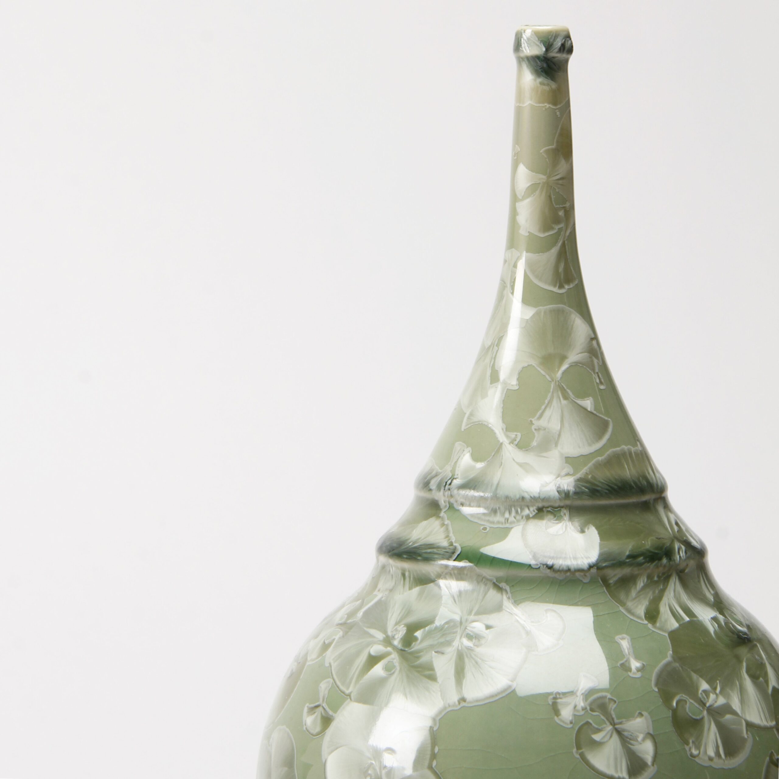 Yumiko Katsuya: Gold on Green Long Neck Vase Product Image 4 of 4