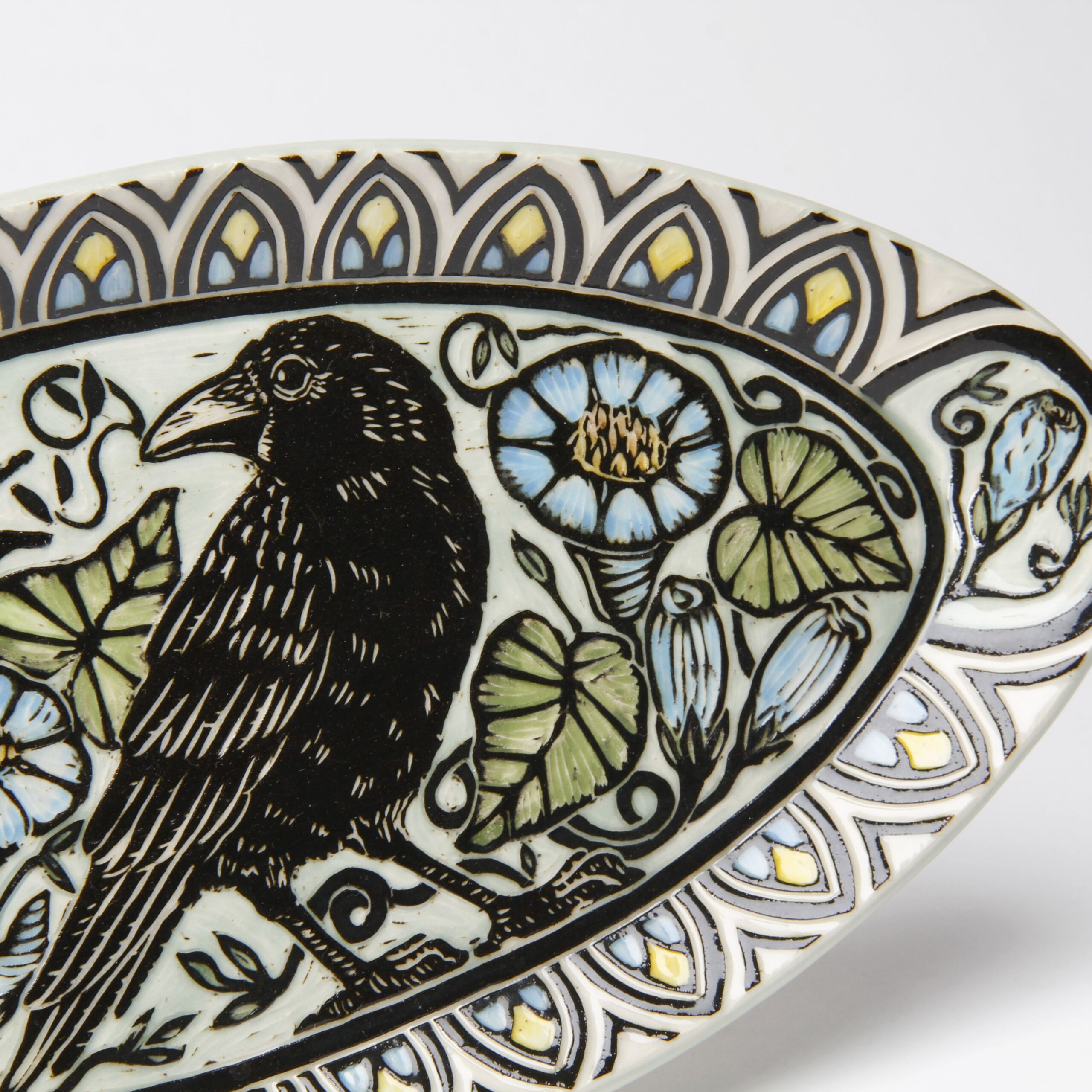 Jocelyn Jenkins: Sgraffito Crow Oval Plate Product Image 3 of 3