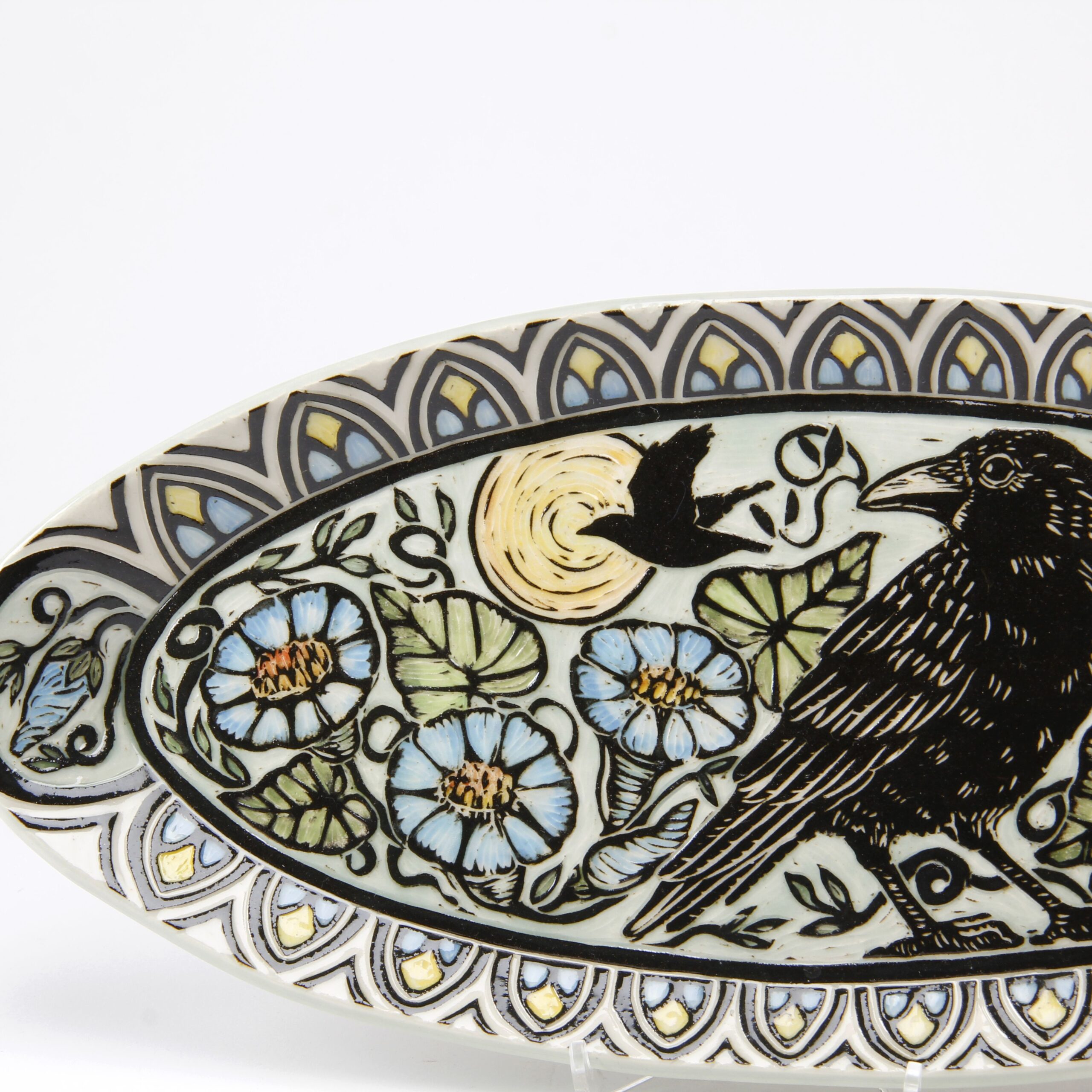 Jocelyn Jenkins: Sgraffito Crow Oval Plate Product Image 2 of 3