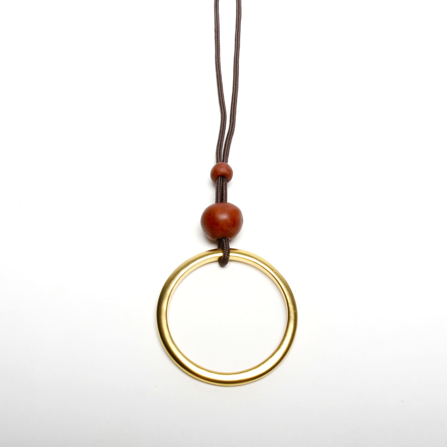 Two A: Gold Circle Pendant Necklace with Resin Beads Product Image 2 of 2