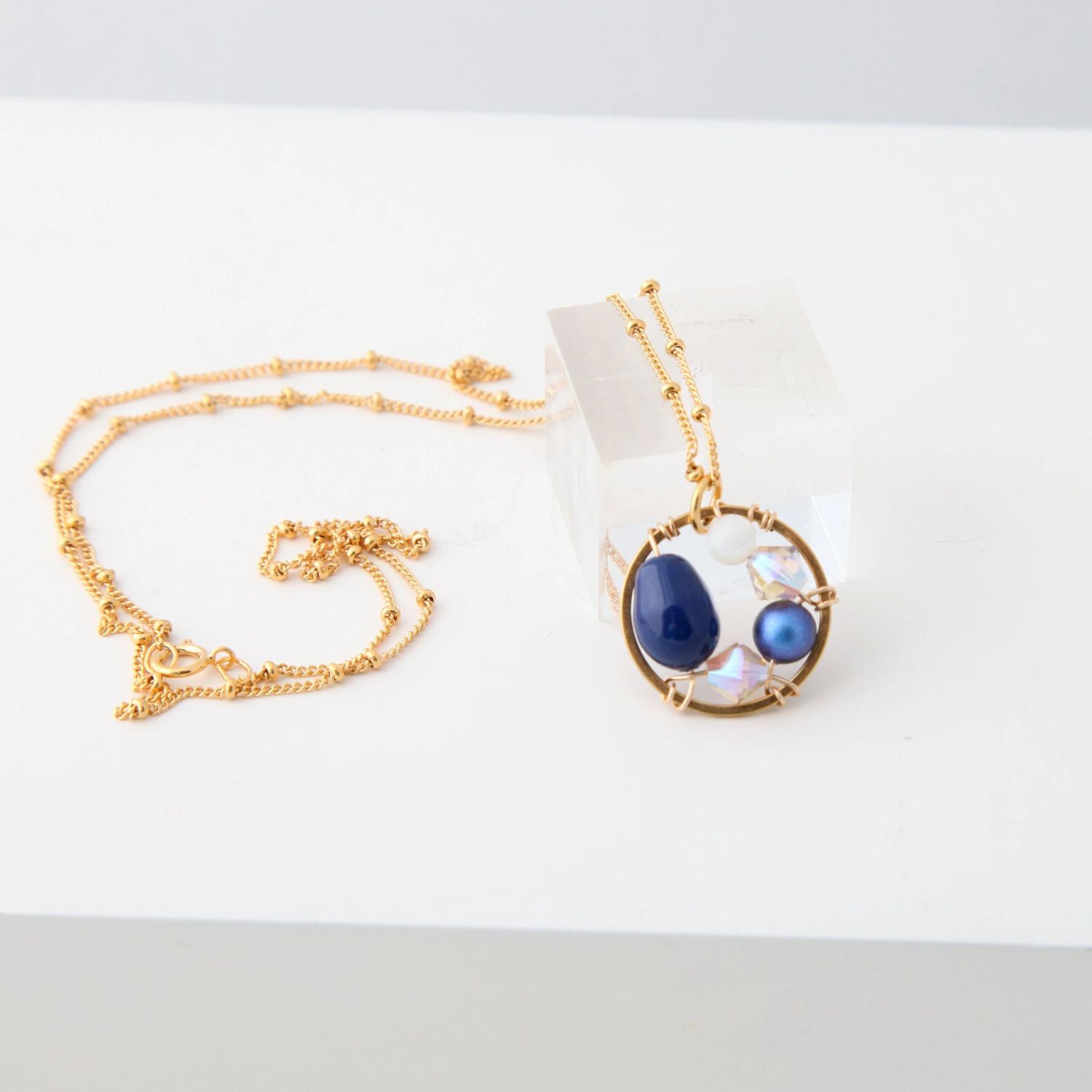Farheen Ali: Blue Pearl Drop Pendant Product Image 1 of 2