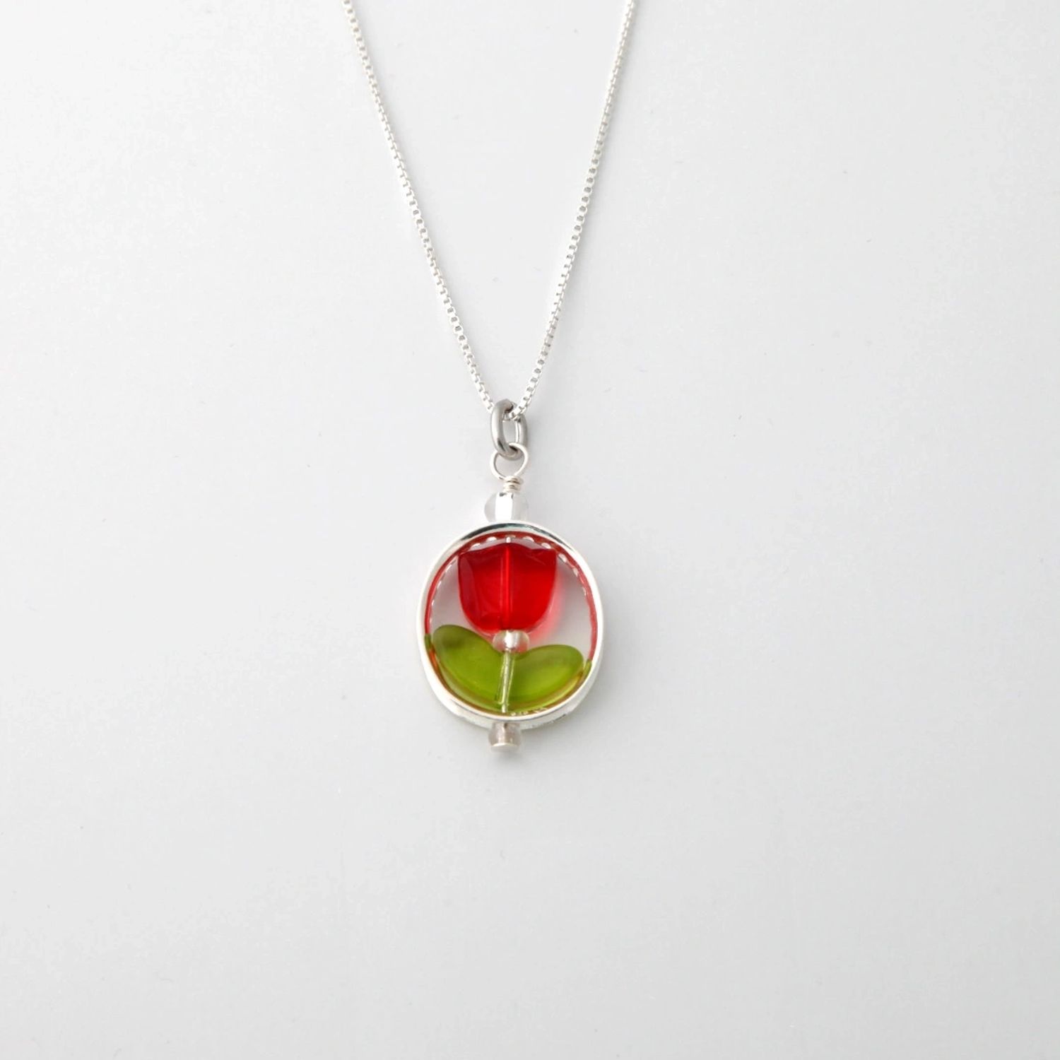 Farheen Ali: Red Tulip Pendant Necklace Product Image 1 of 2