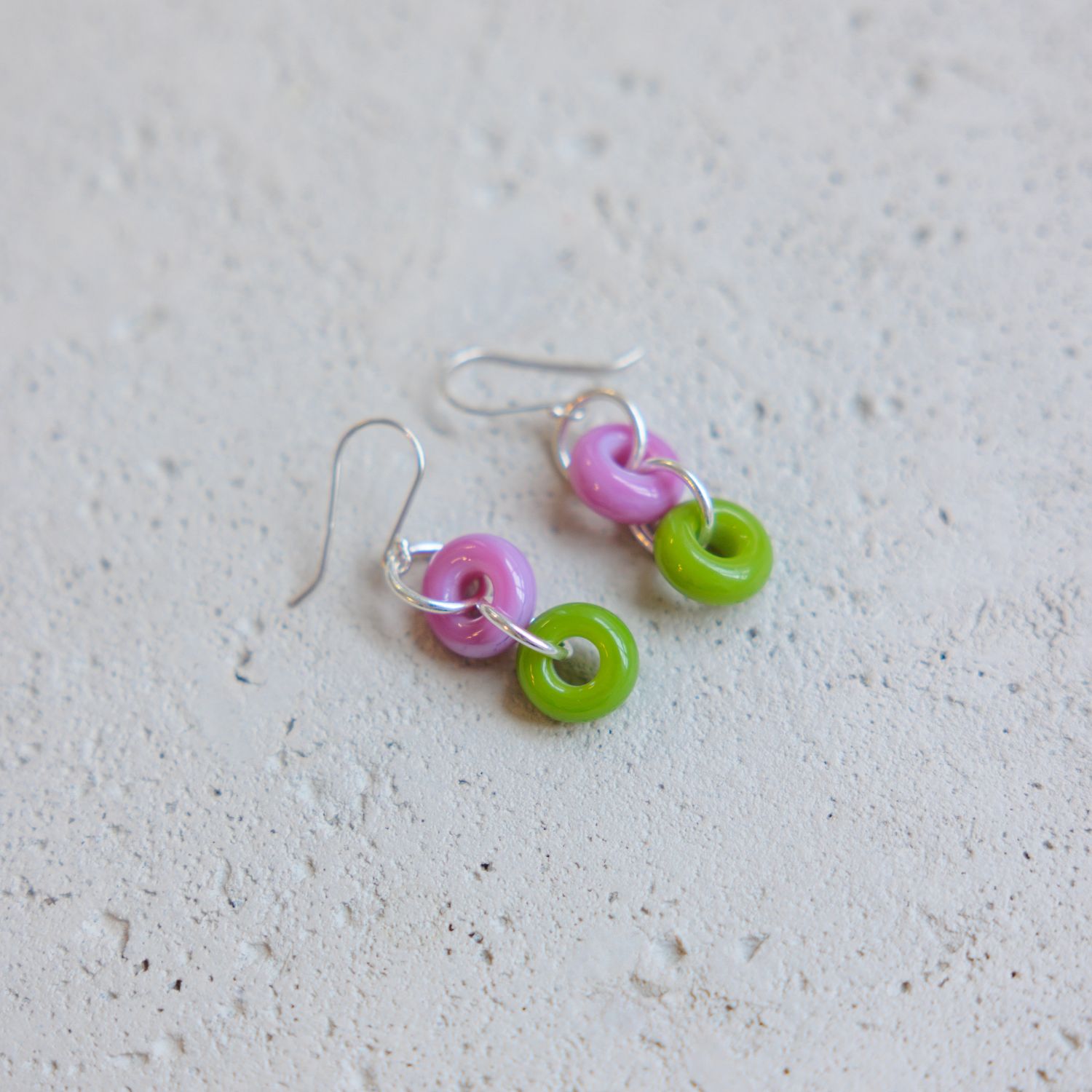 Jill Cribbin: Cheerie-oh Earrings in Pink and Green Product Image 2 of 2