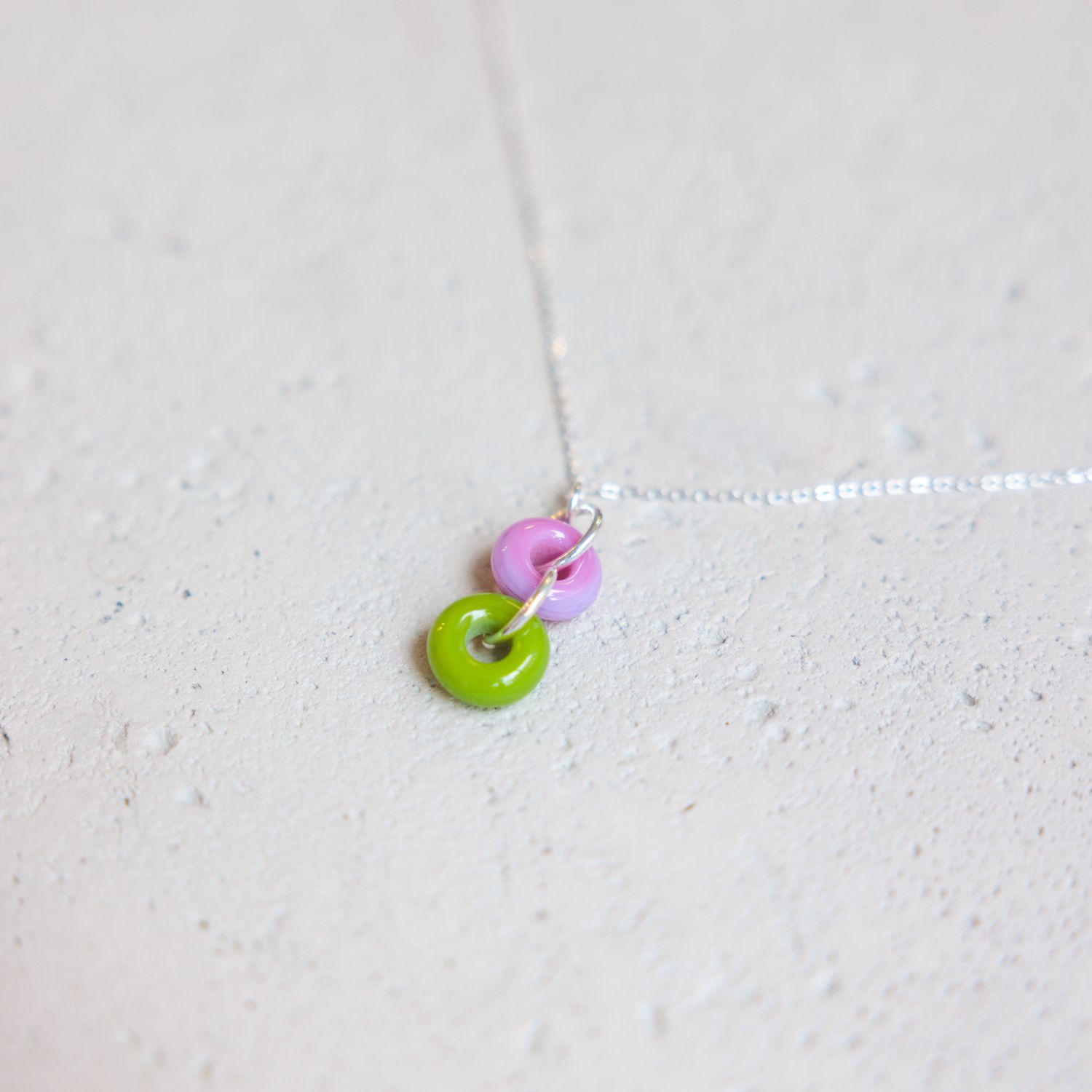 Jill Cribbin: Cheerie-oh Necklace in Pink and Green Product Image 2 of 2