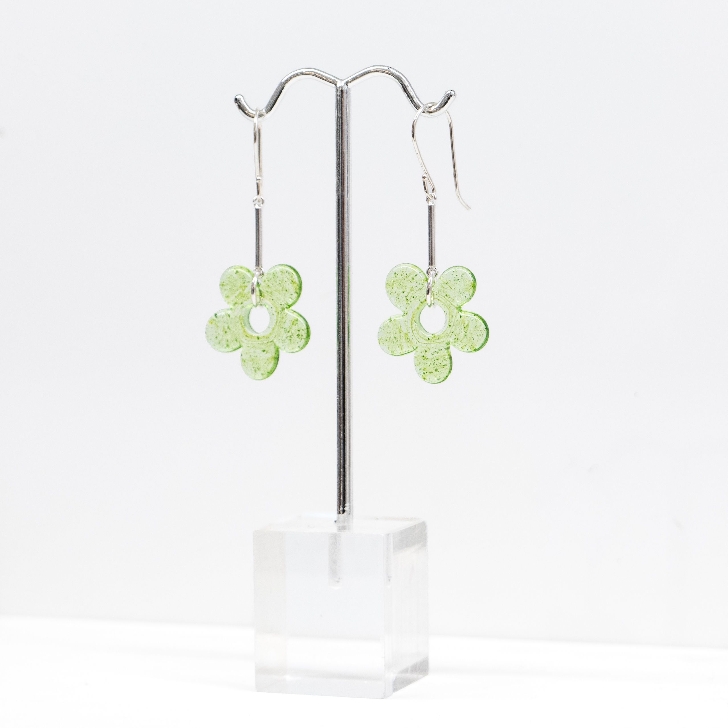 Jill Cribbin: Sparkle Green Urban Flower Earrings Product Image 2 of 2