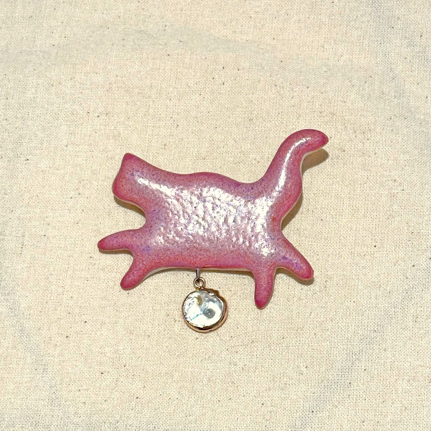 Meg Greenlay: Pink Cat Brooch Product Image 1 of 1