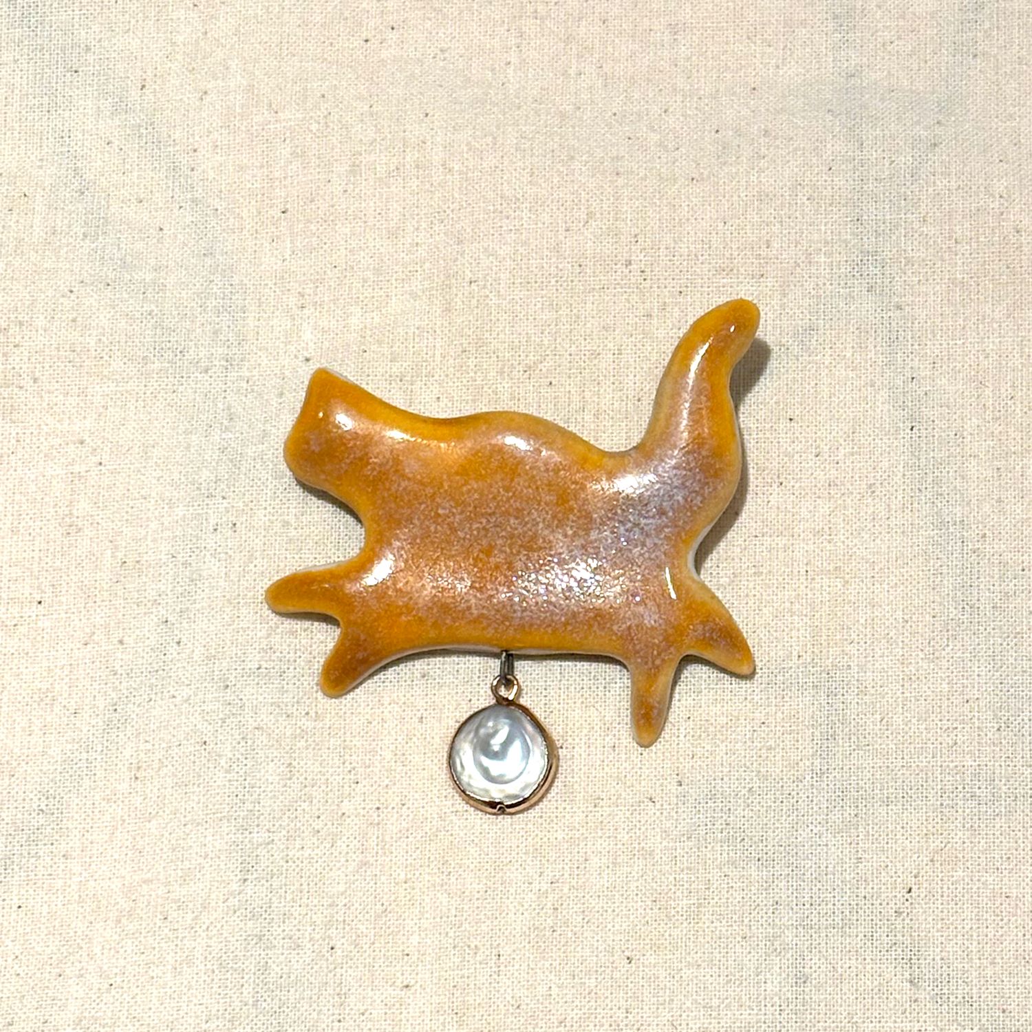 Meg Greenlay: Orange Cat Brooch Product Image 1 of 1