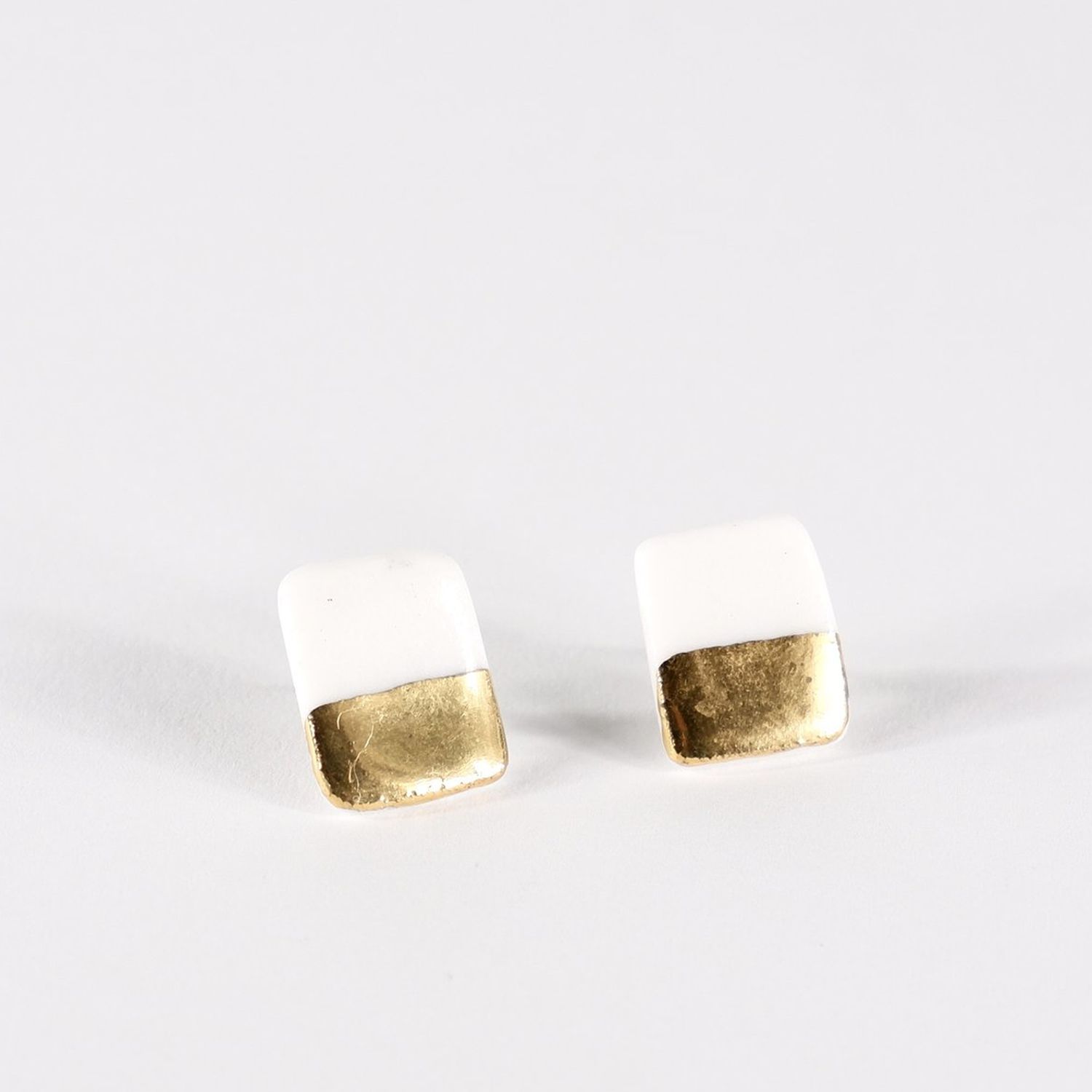 Rachael Kroeker: White and Gold Studs Earrings Product Image 1 of 1
