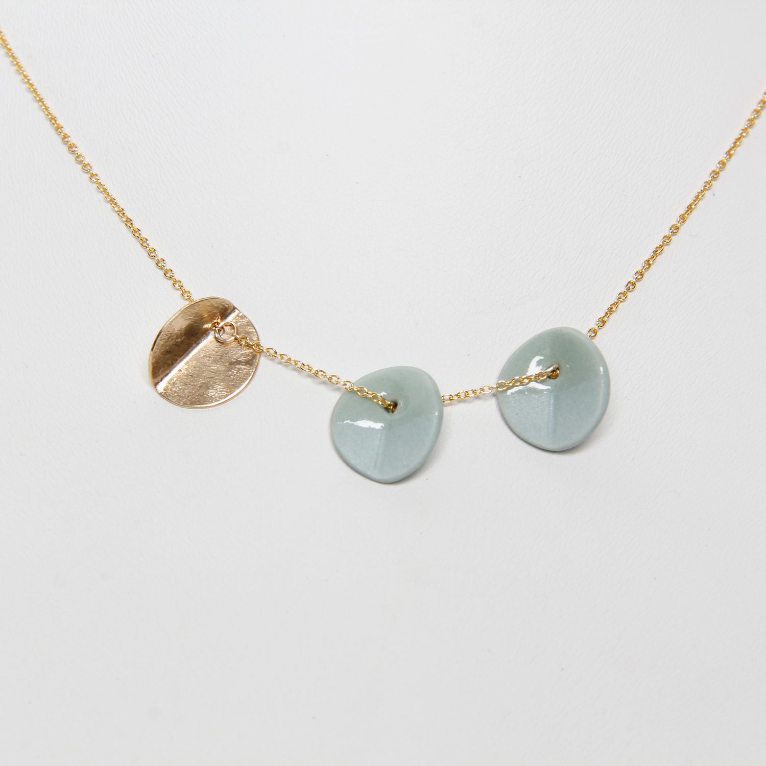 Chayle Jewellry: Eucalyptus Triple Teal and Gold Pendant Product Image 2 of 2