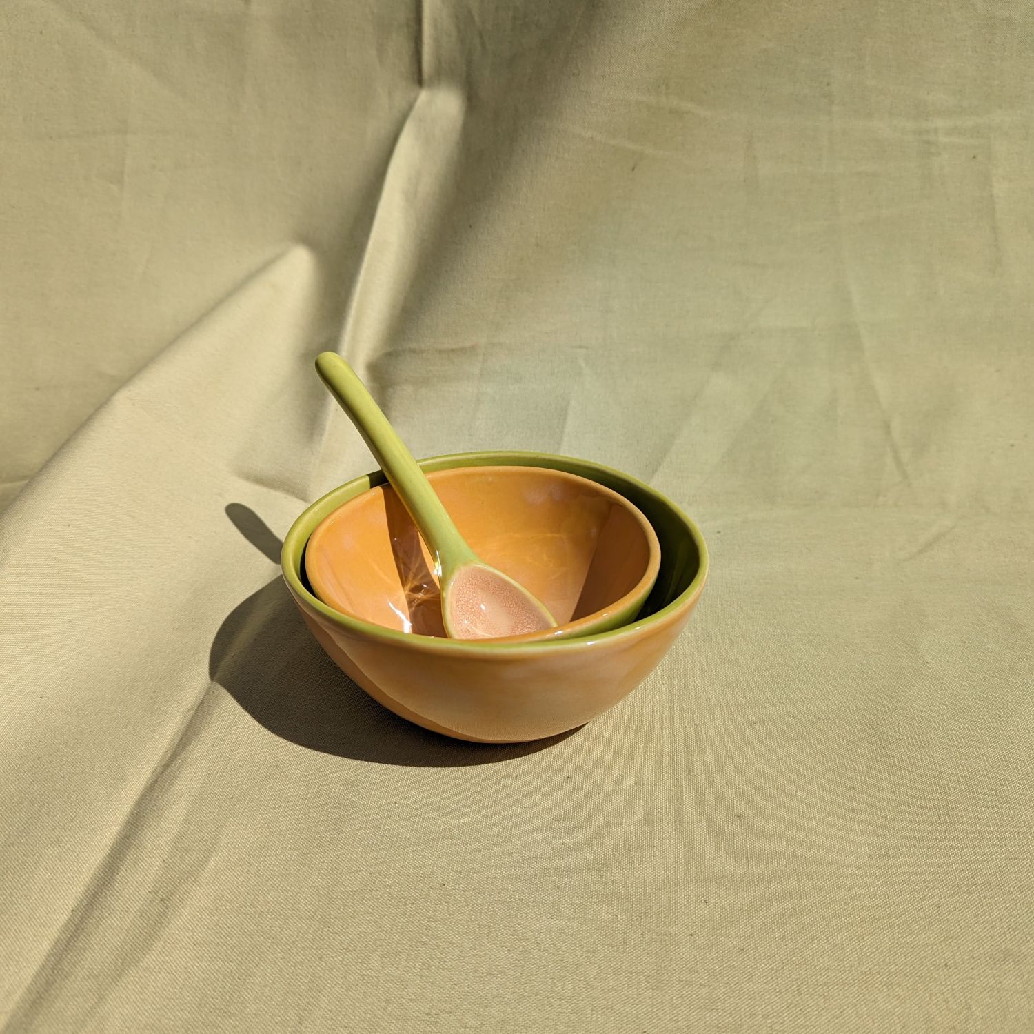 Wendy Nichol: Small Orange & Green Ice Cream Bowl Product Image 2 of 2