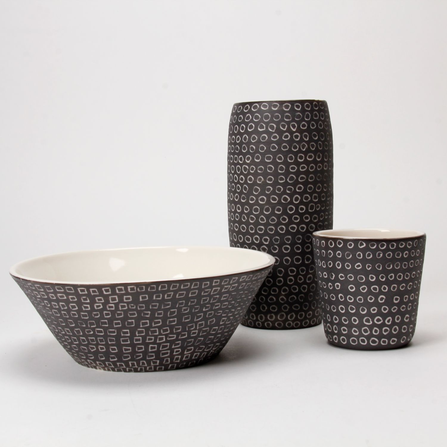 Cuir Ceramics: Black and White Vase Product Image 2 of 5