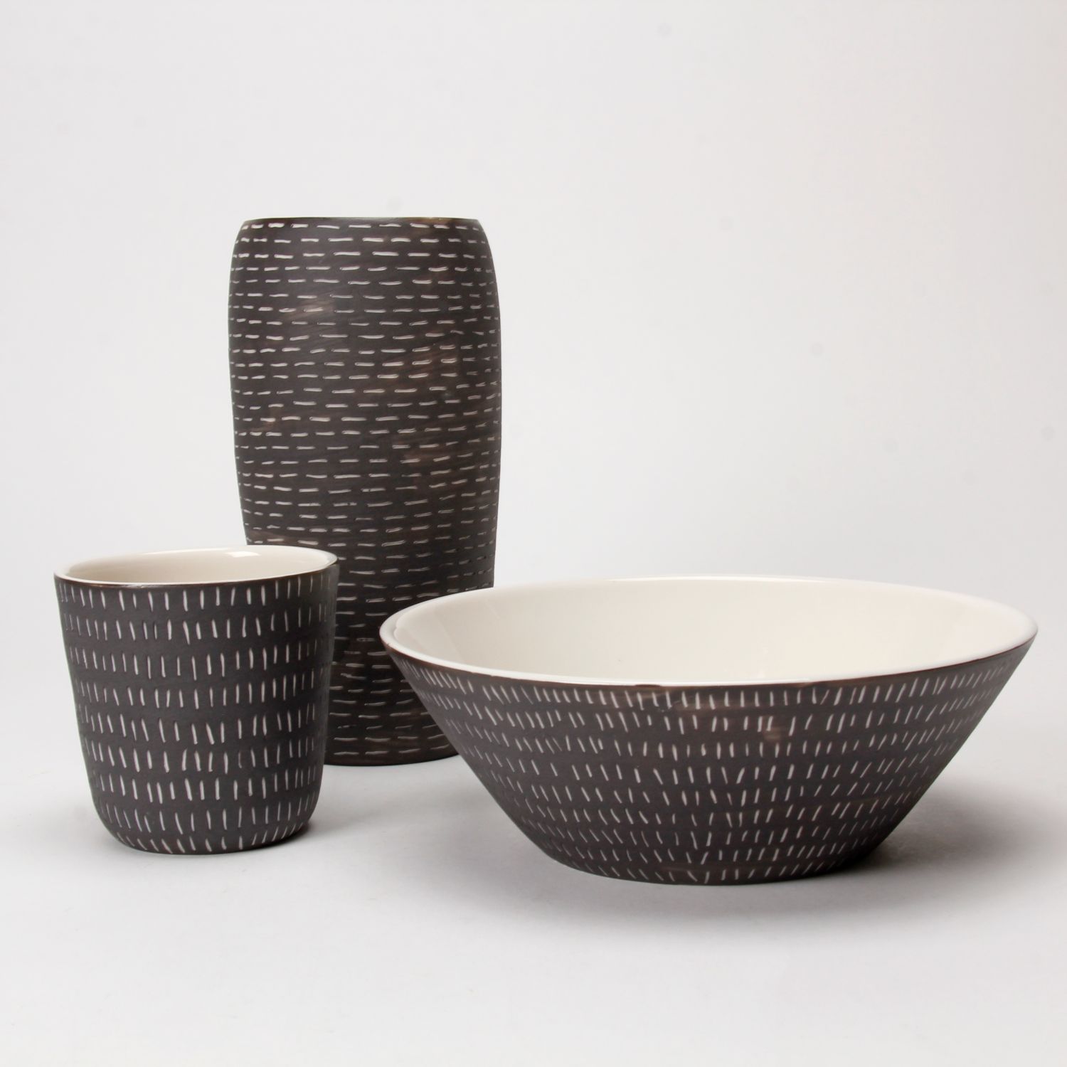 Cuir Ceramics: Black and White Bowl Product Image 2 of 5